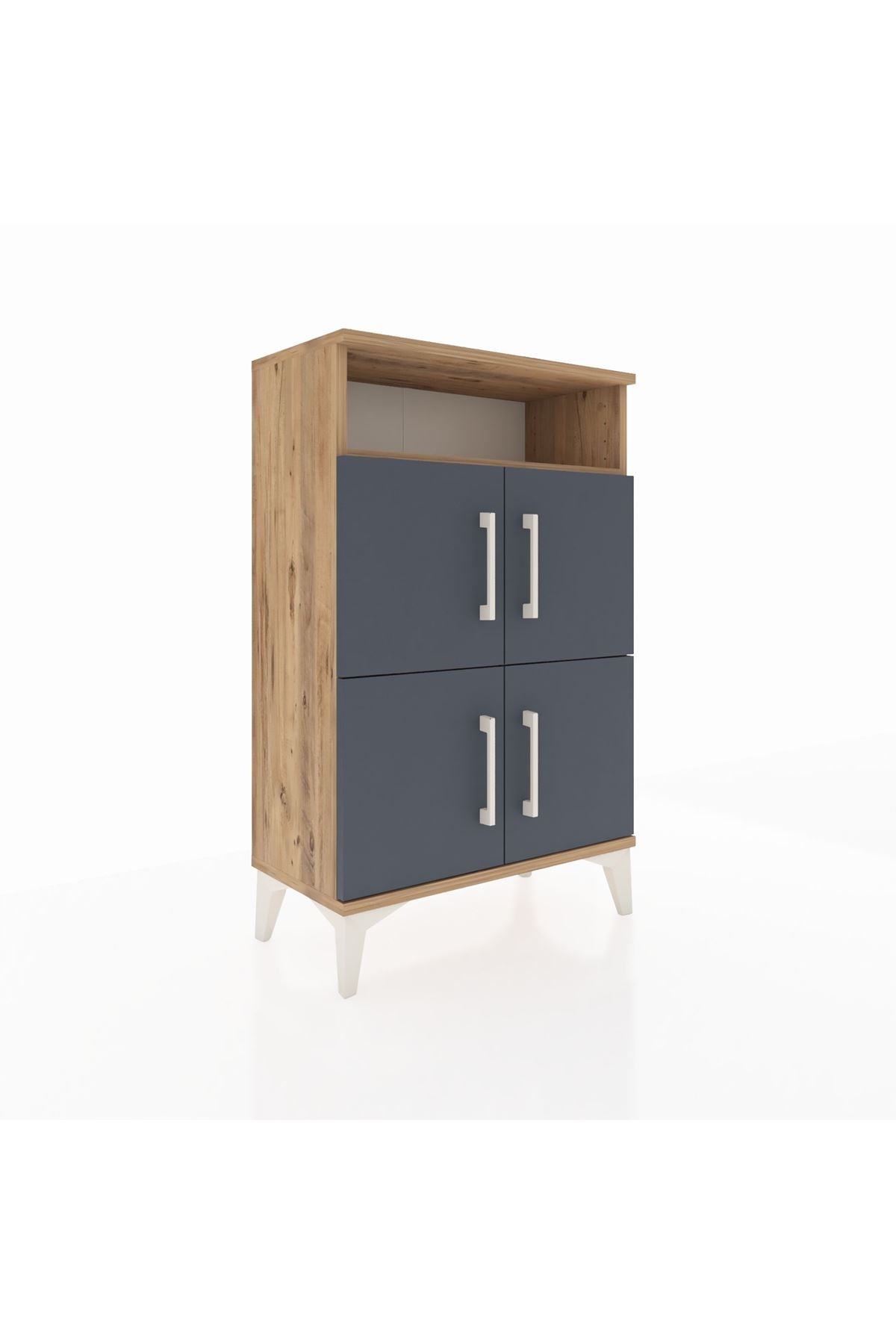 Arges Komodin Tek Raflı 4 Kapaklı 60x30x96 Çam-Antrasit