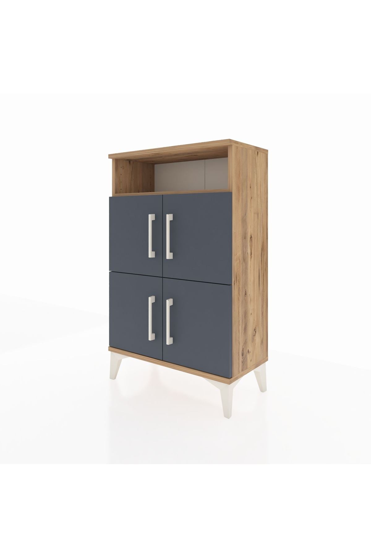 Arges Komodin Tek Raflı 4 Kapaklı 60x30x96 Çam-Antrasit