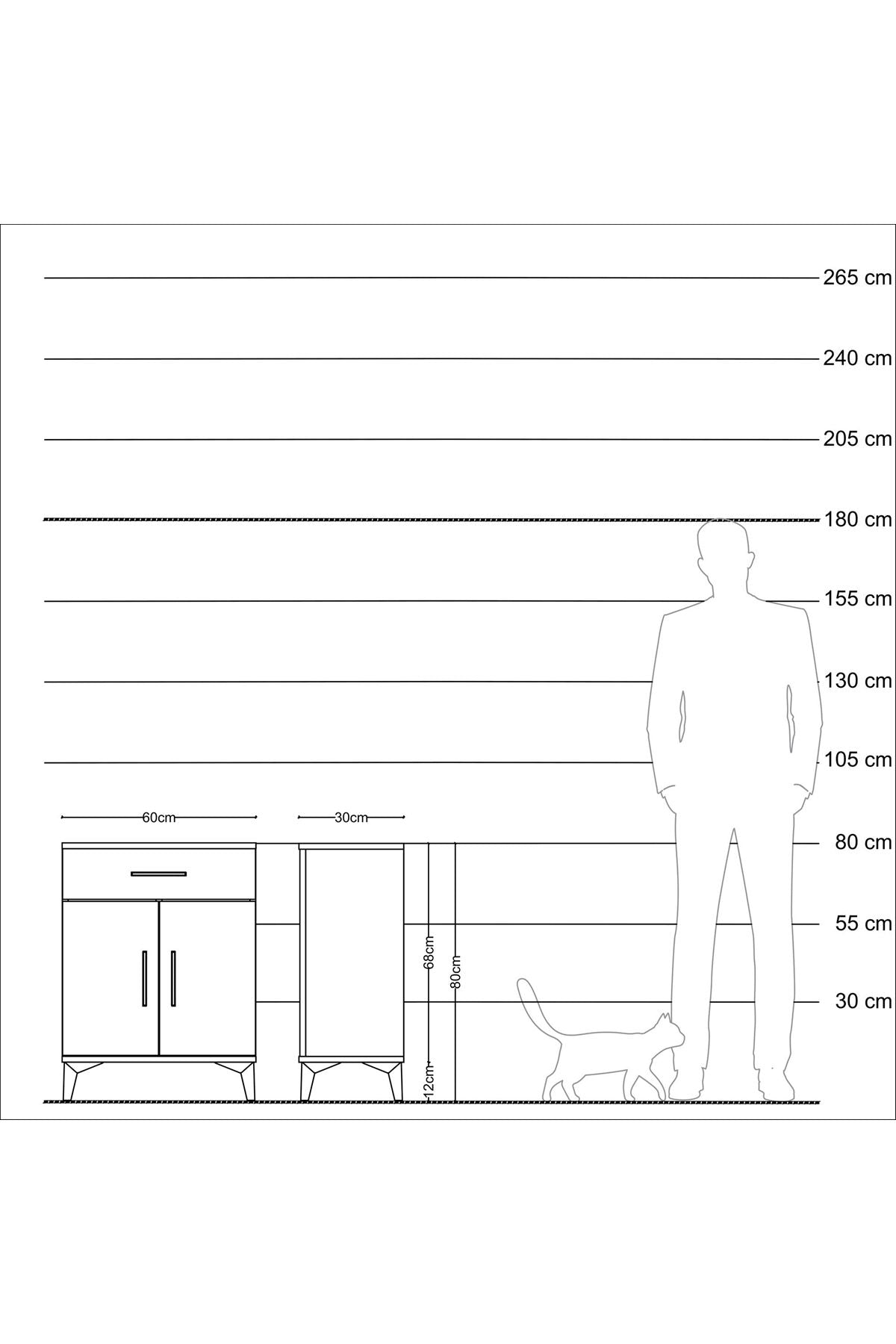 Arges Komodin Tek Raflı Tek Çekmeceli 2 Kapaklı 60x30x80 Aytaşı-Antrasit
