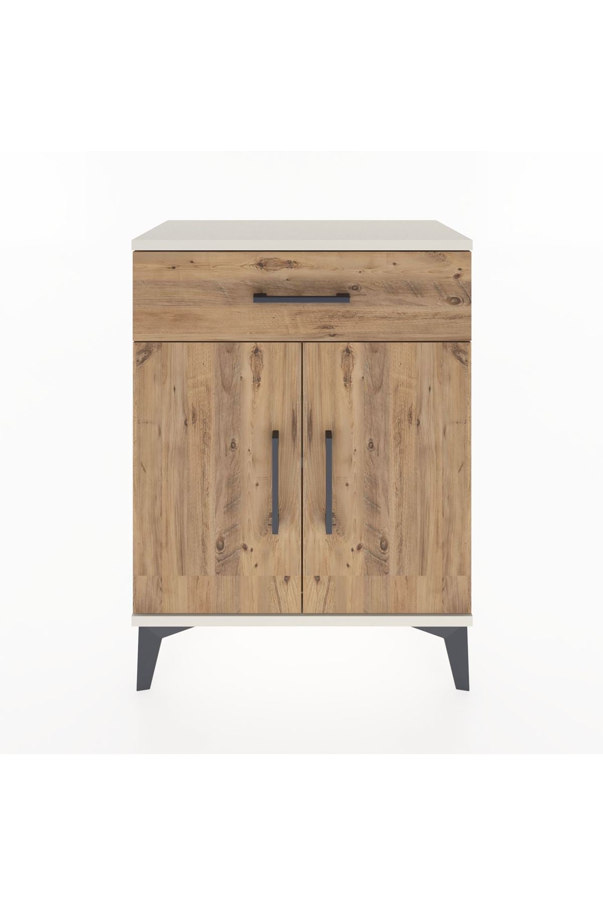 Arges Komodin Tek Raflı Tek Çekmeceli 2 Kapaklı 60x30x80 Aytaşı-Çam