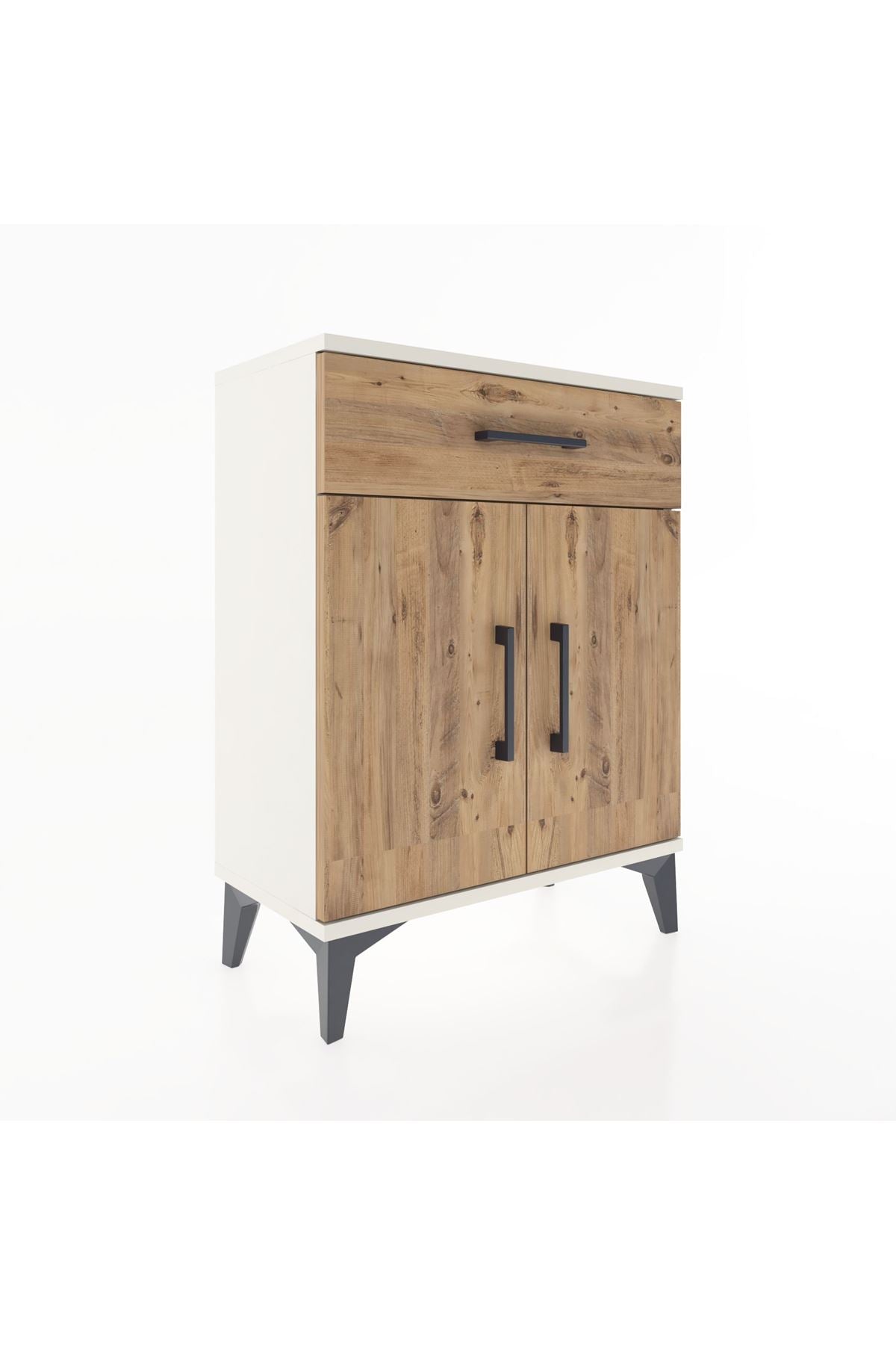 Arges Komodin Tek Raflı Tek Çekmeceli 2 Kapaklı 60x30x80 Aytaşı-Çam