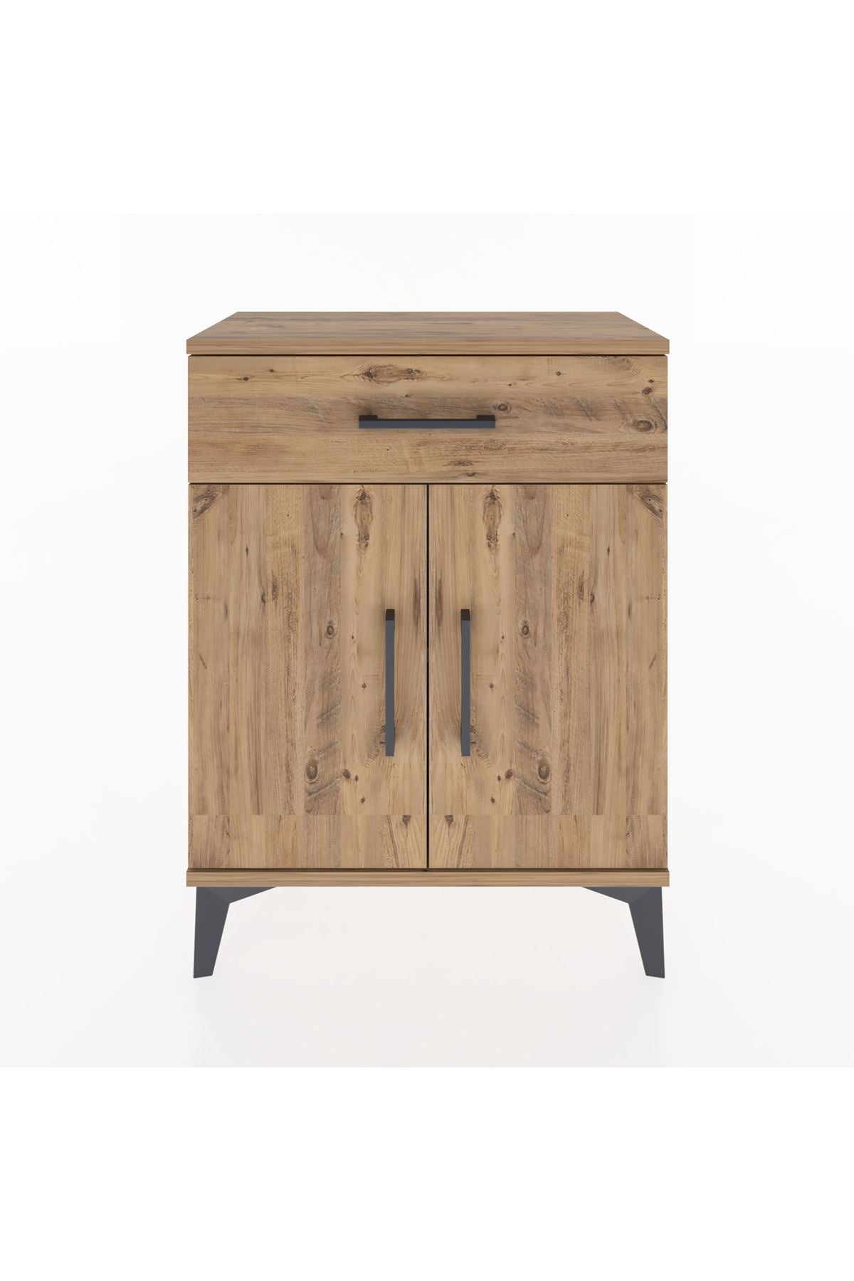 Arges Komodin Tek Raflı Tek Çekmeceli 2 Kapaklı 60x30x80 Çam-Çam