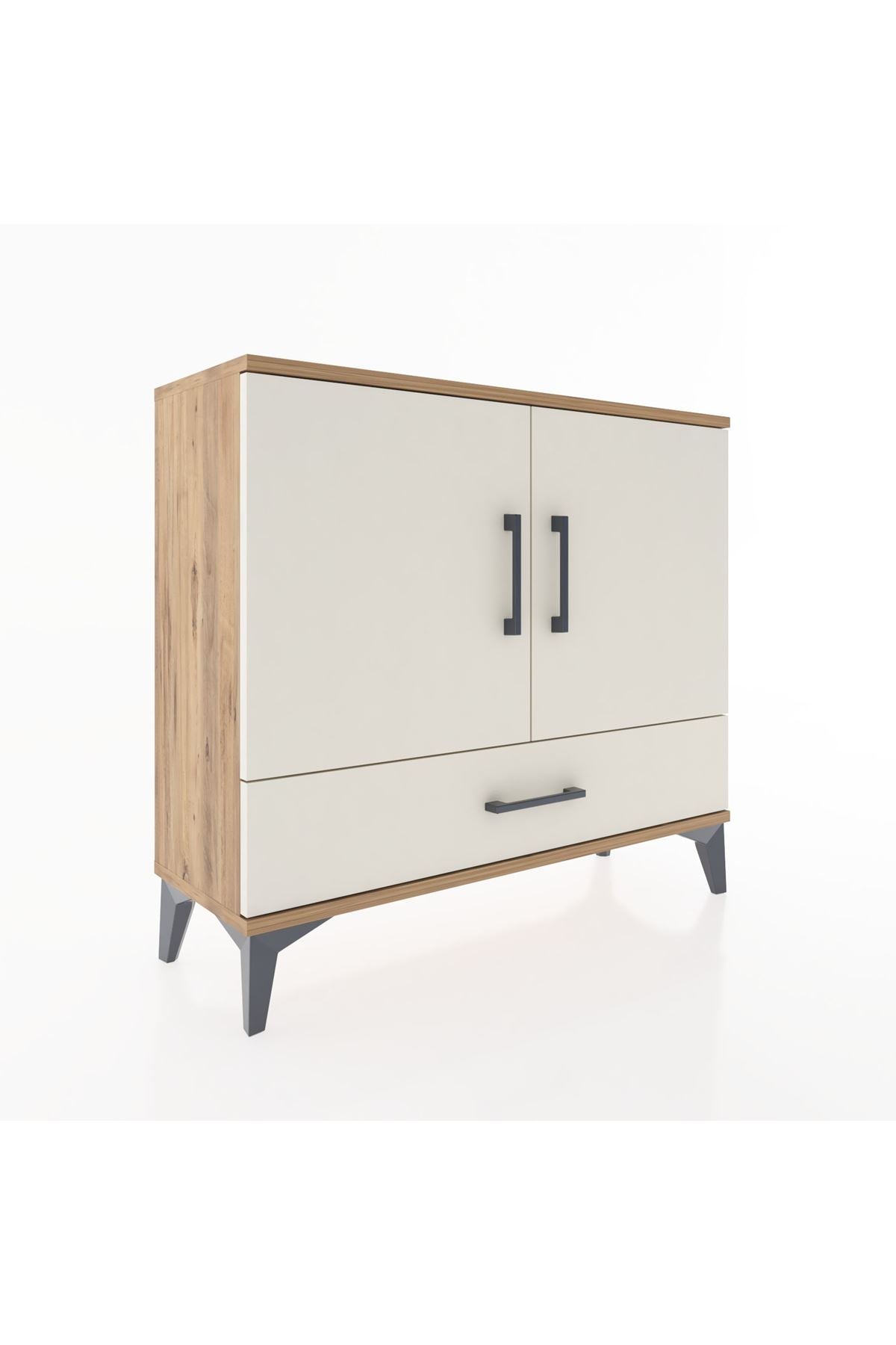 Arges Şifonyer 2 Raflı Tek Çekmeceli 2 Kapaklı 88x30x80 Çam-Aytaşı