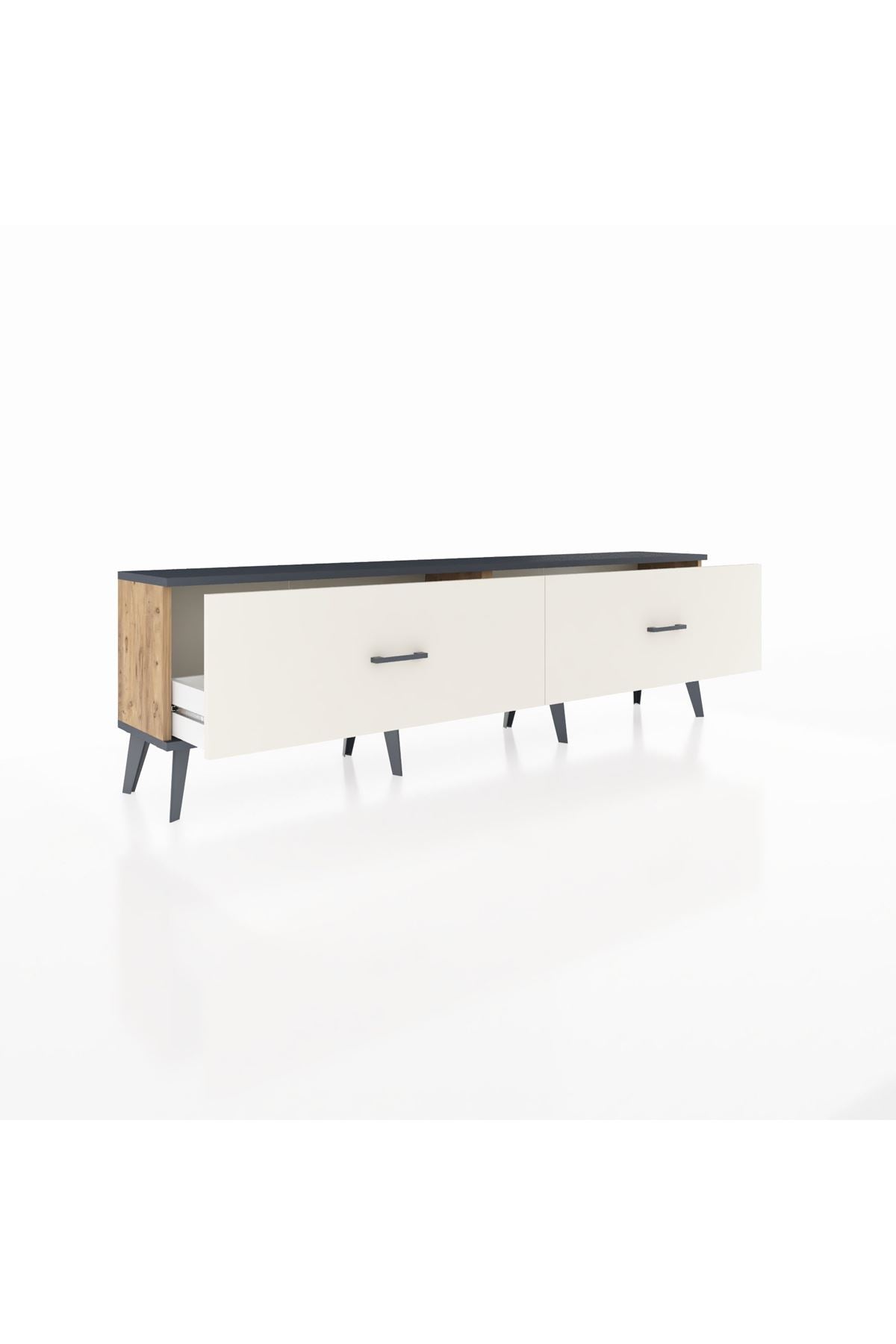 Arges TV Ünitesi 2 Çekmeceli  176x30x51 Çam-Antrasit/Aytaşı
