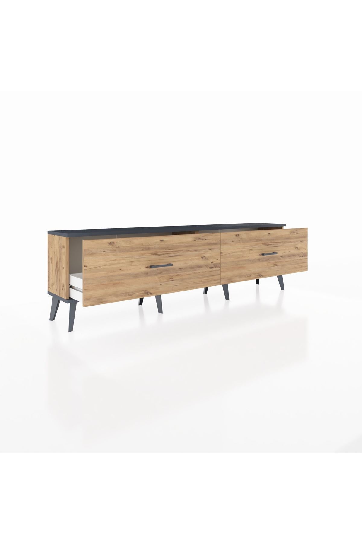 Arges TV Ünitesi 2 Çekmeceli  176x30x51 Çam-Antrasit/Çam