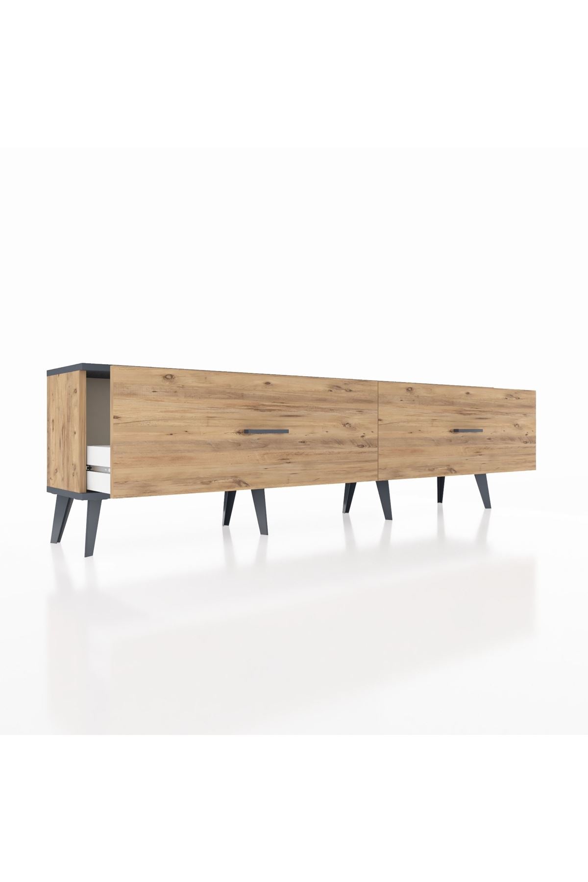 Arges TV Ünitesi 2 Çekmeceli  176x30x51 Çam-Antrasit/Çam