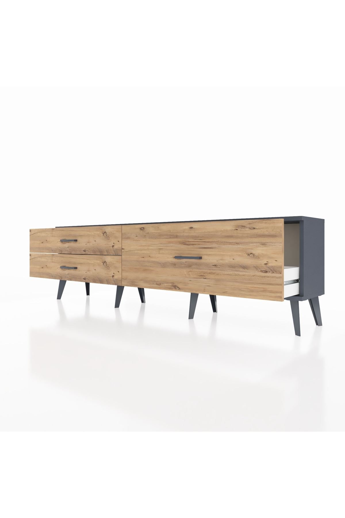 Arges TV Ünitesi 3 Çekmeceli  176x30x51 Antrasit-Antrasit/Çam
