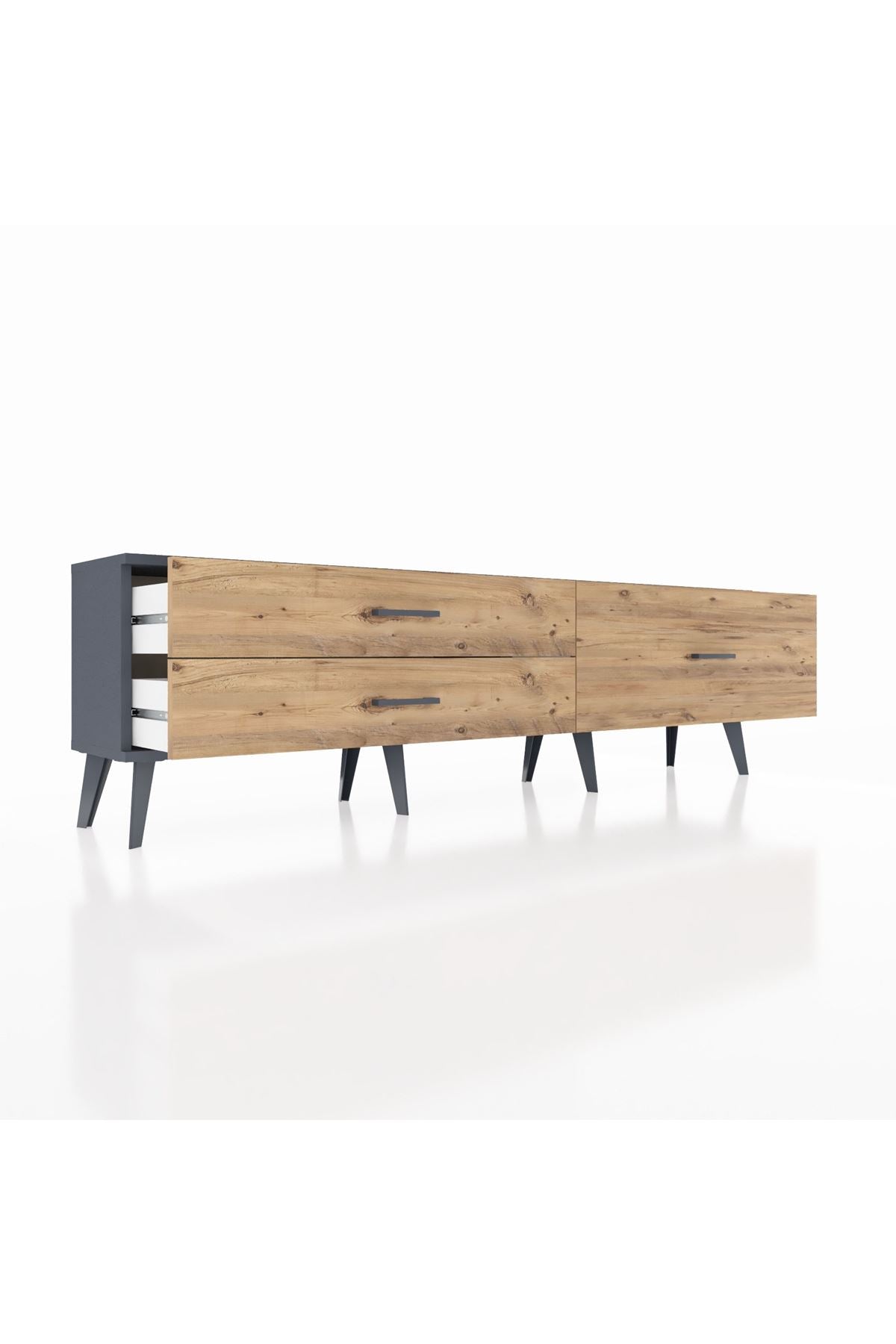 Arges TV Ünitesi 3 Çekmeceli  176x30x51 Antrasit-Antrasit/Çam