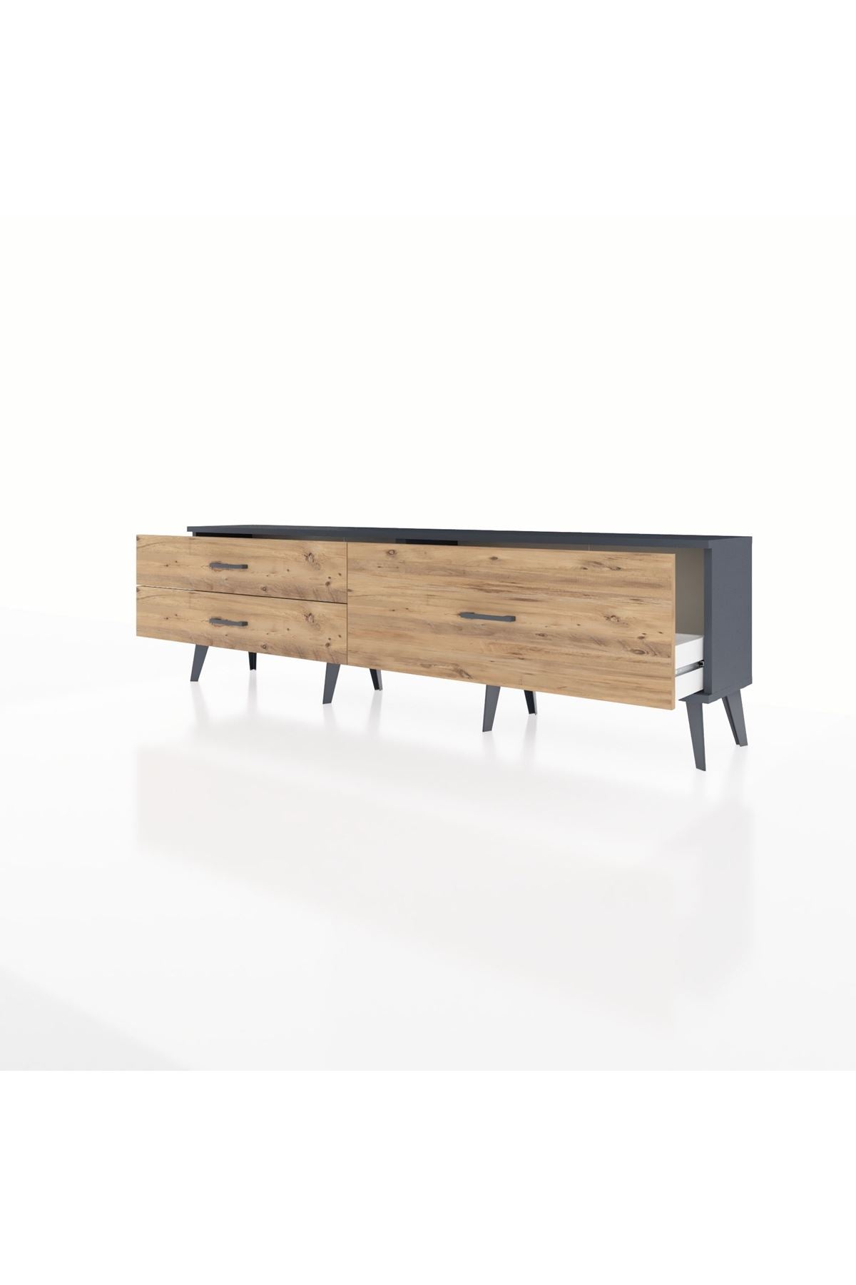 Arges TV Ünitesi 3 Çekmeceli  176x30x51 Antrasit-Antrasit/Çam
