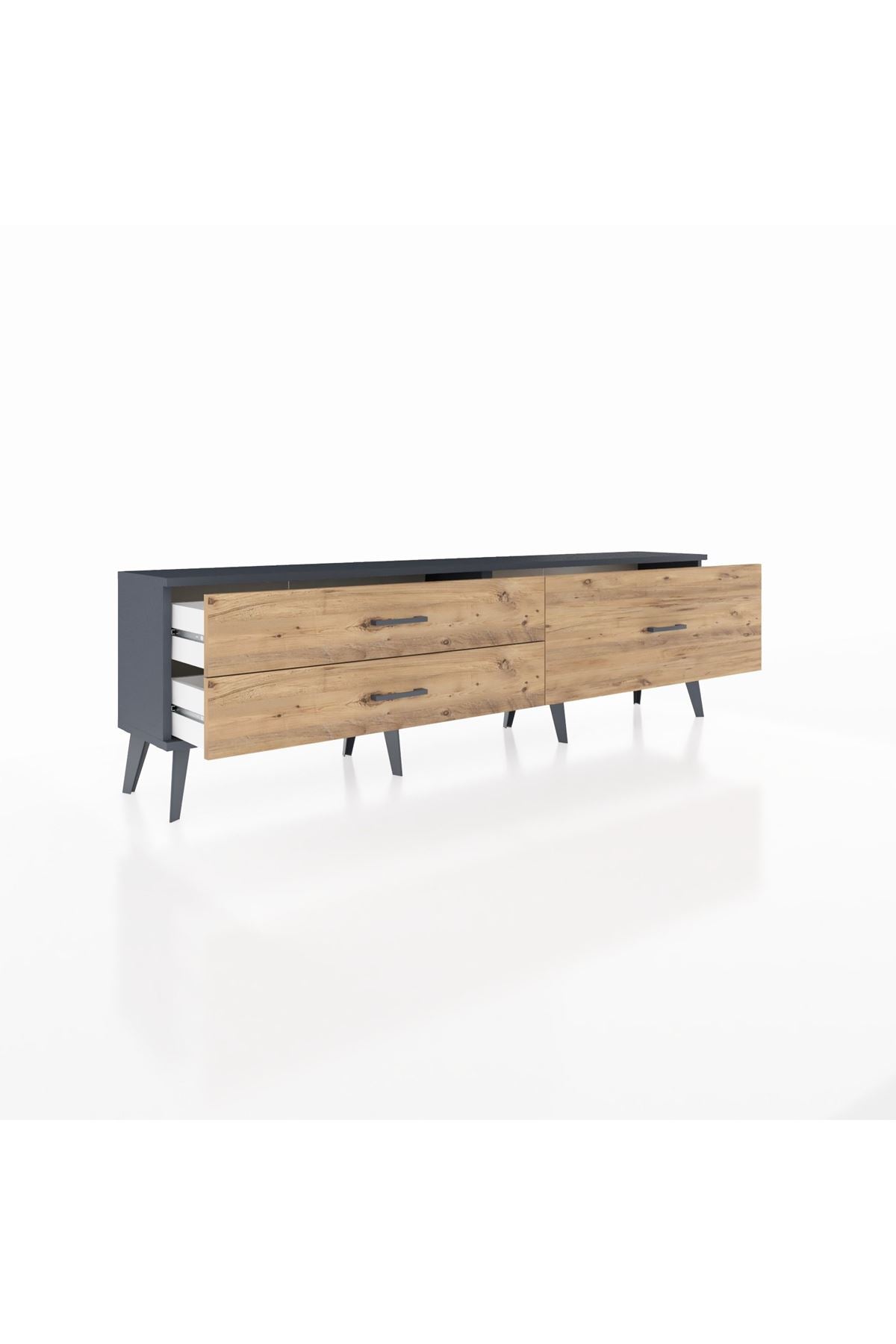 Arges TV Ünitesi 3 Çekmeceli  176x30x51 Antrasit-Antrasit/Çam