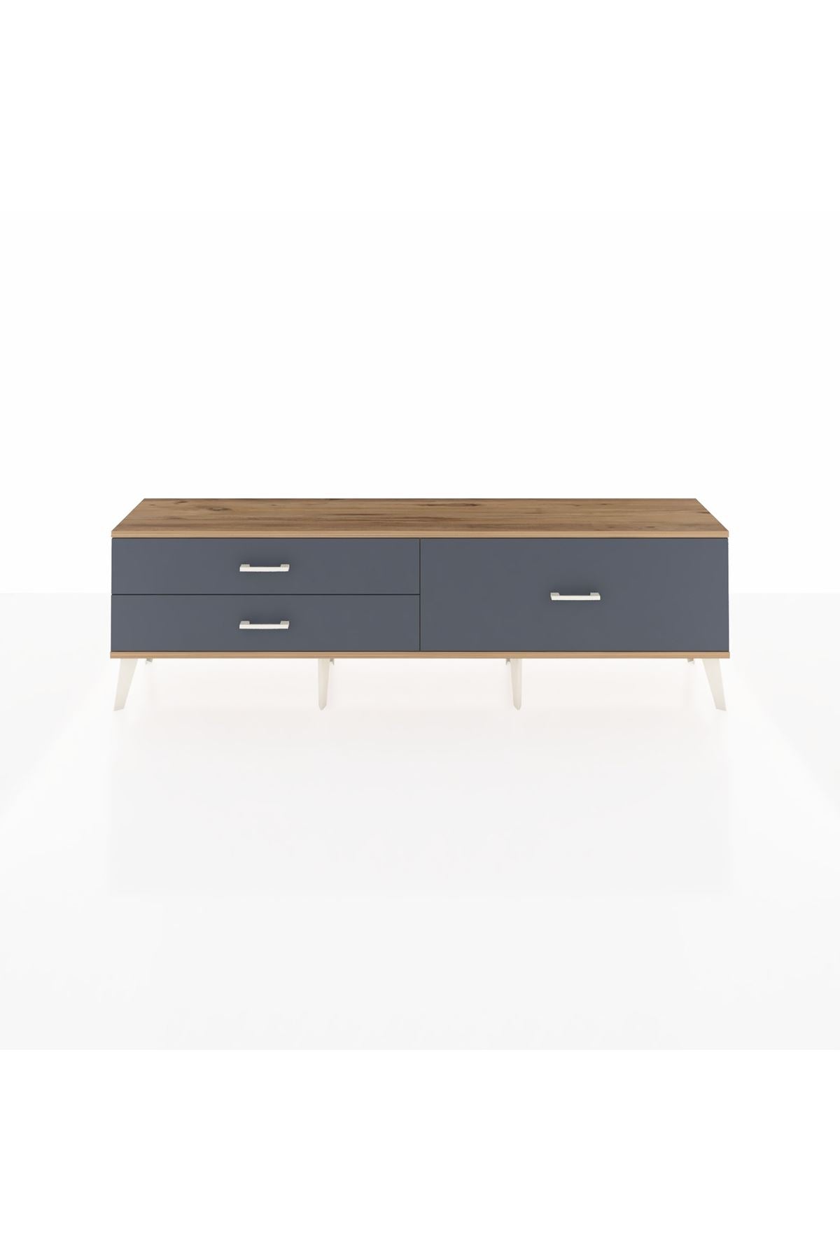 Arges TV Ünitesi 3 Çekmeceli  176x30x51 Çam-Çam/Antrasit