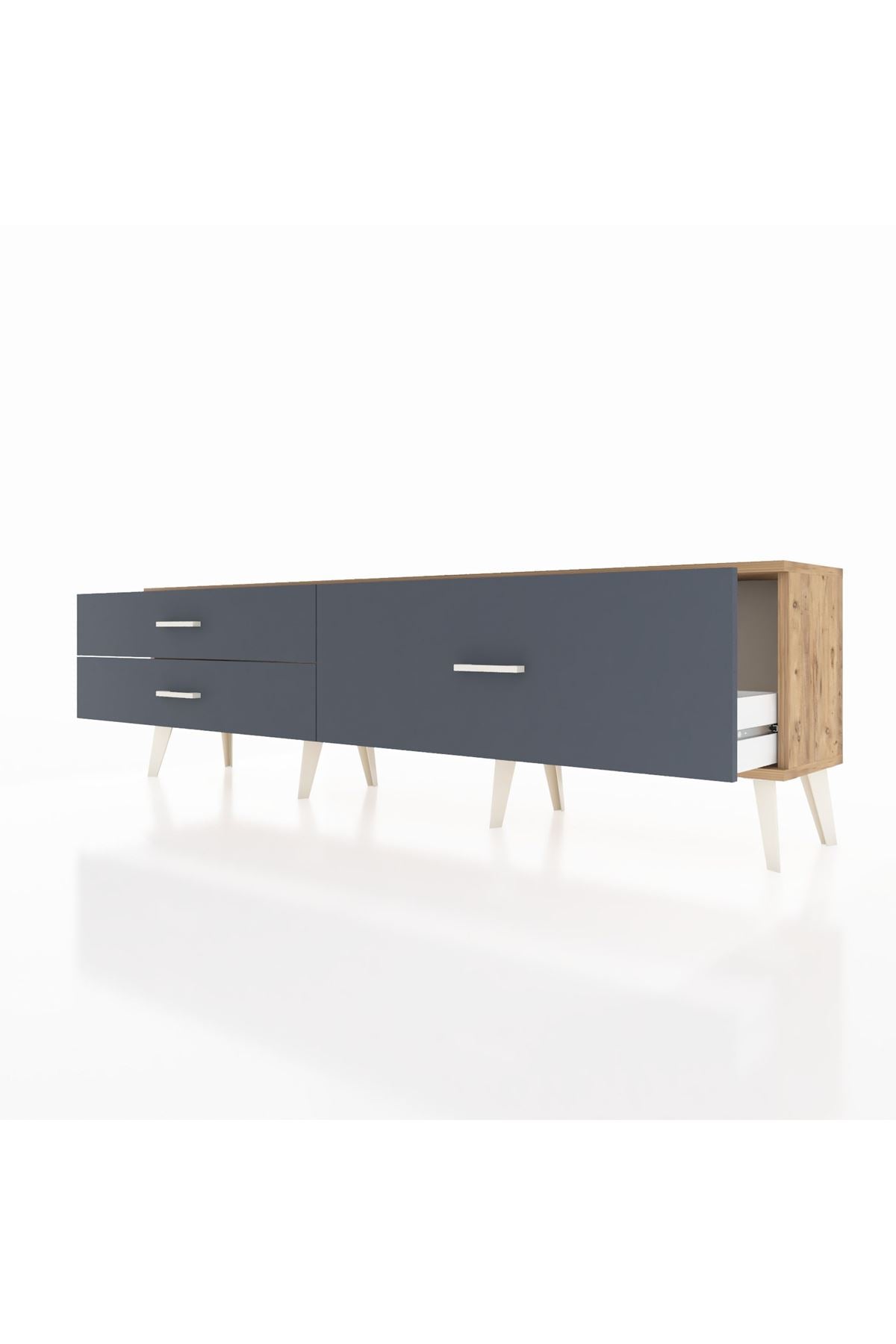 Arges TV Ünitesi 3 Çekmeceli  176x30x51 Çam-Çam/Antrasit