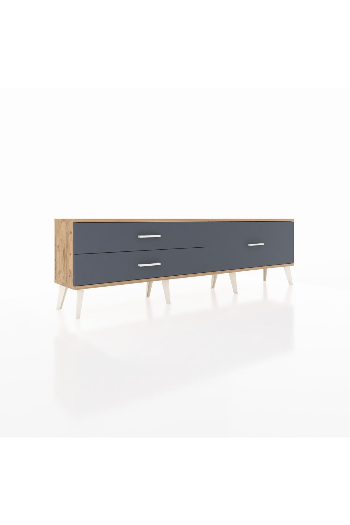 Arges TV Ünitesi 3 Çekmeceli  176x30x51 Çam-Çam/Antrasit