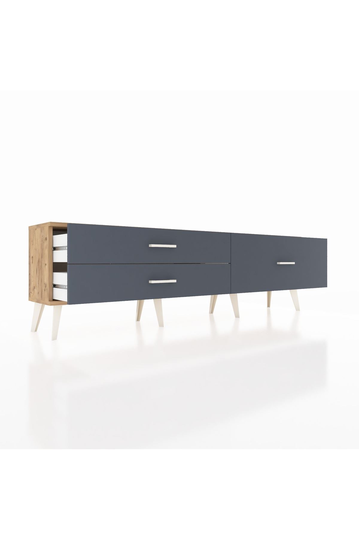 Arges TV Ünitesi 3 Çekmeceli  176x30x51 Çam-Çam/Antrasit