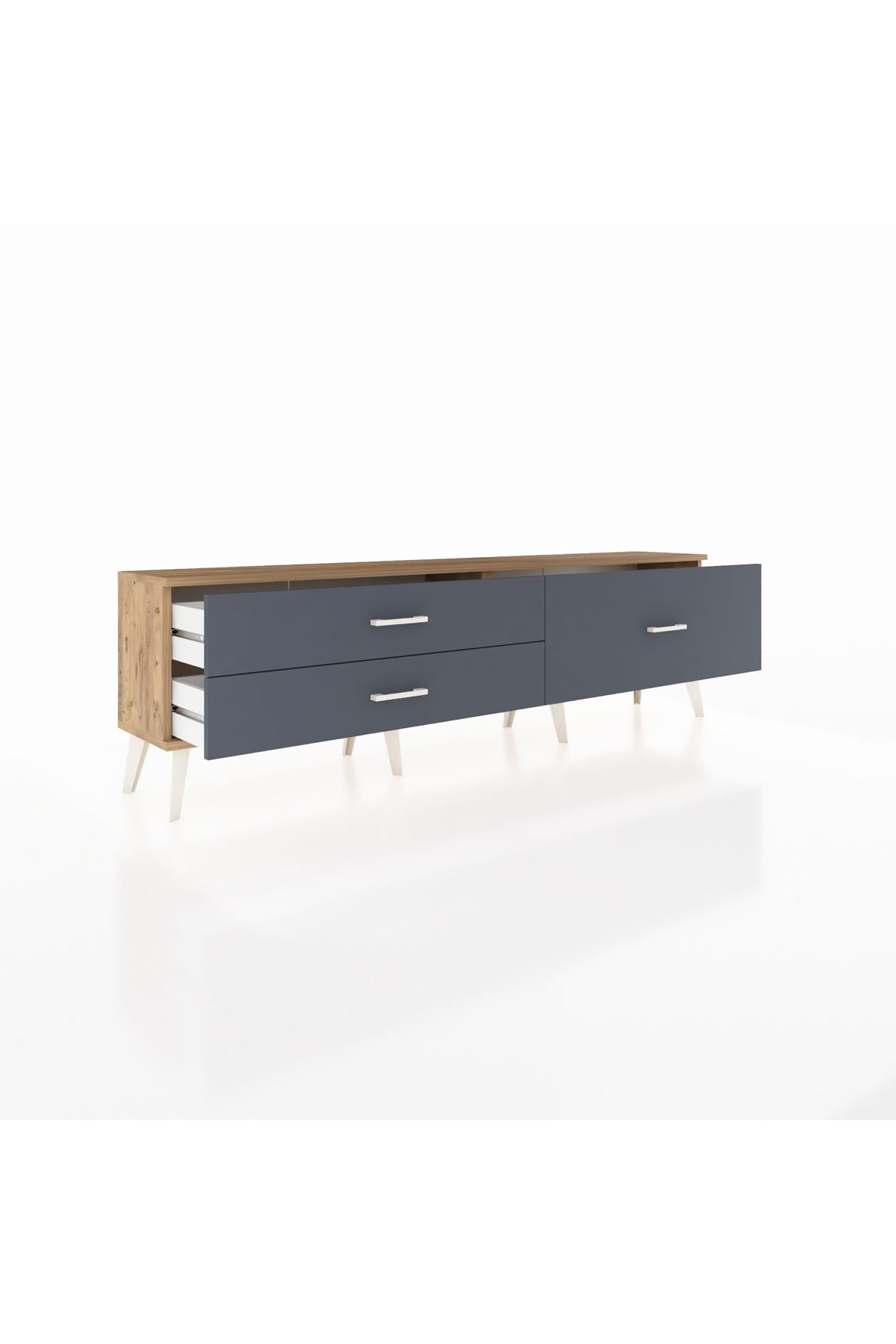 Arges TV Ünitesi 3 Çekmeceli  176x30x51 Çam-Çam/Antrasit
