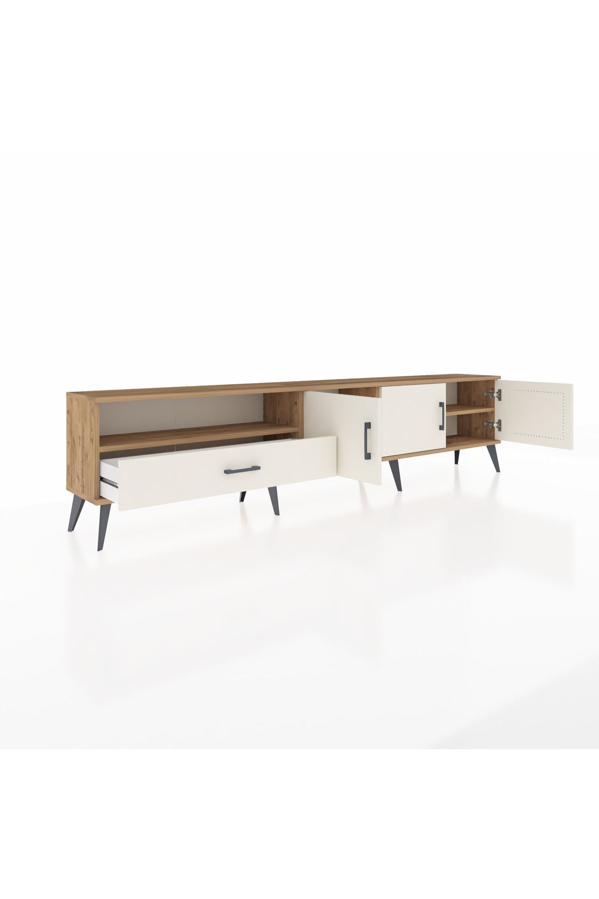 Arges TV Ünitesi 3 Raflı Tek Çekmeceli 3 Kapaklı 220x30x51 Çam-Aytaşı