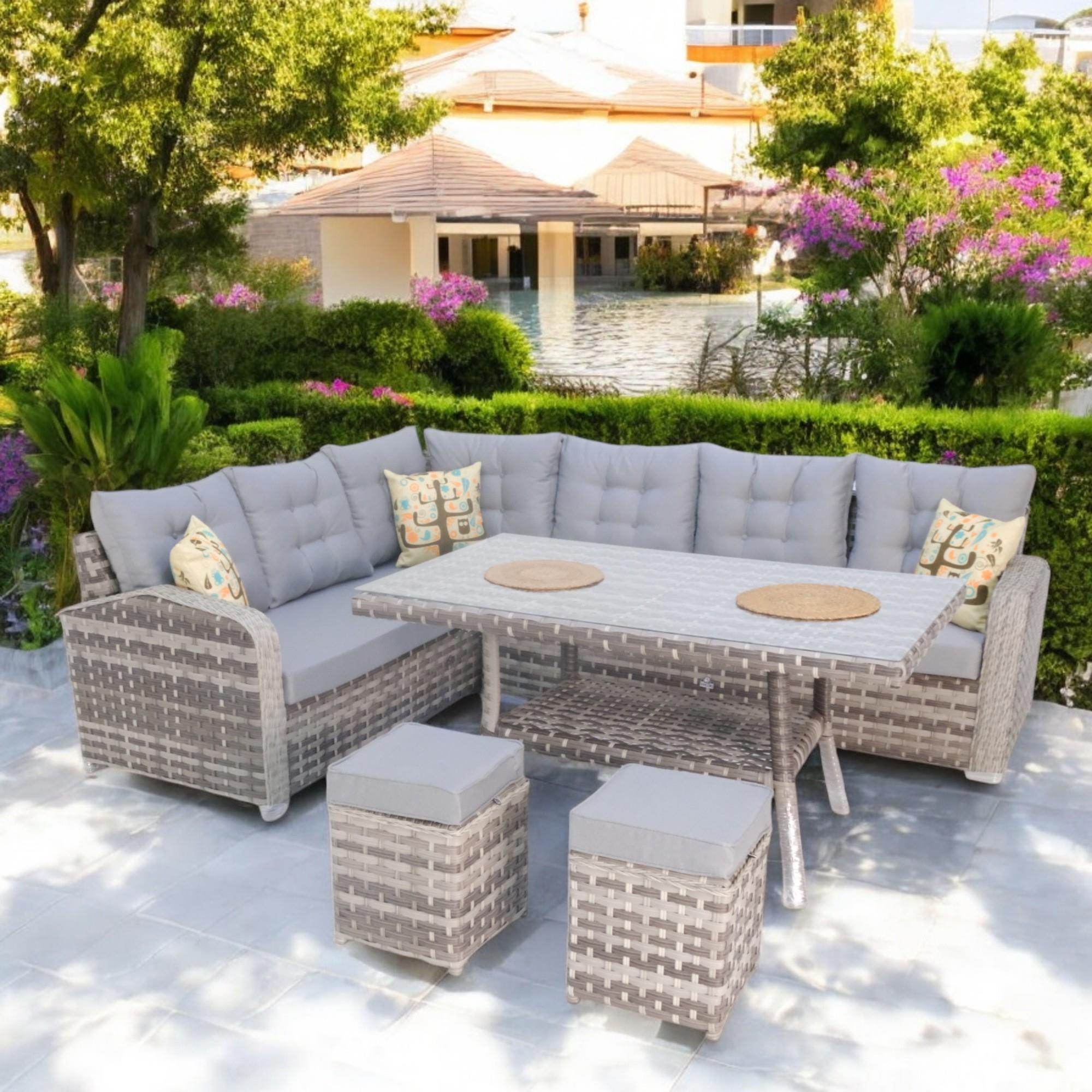 Aria | Rehome Rattan İki Puflu L Köşe Takımı | 708