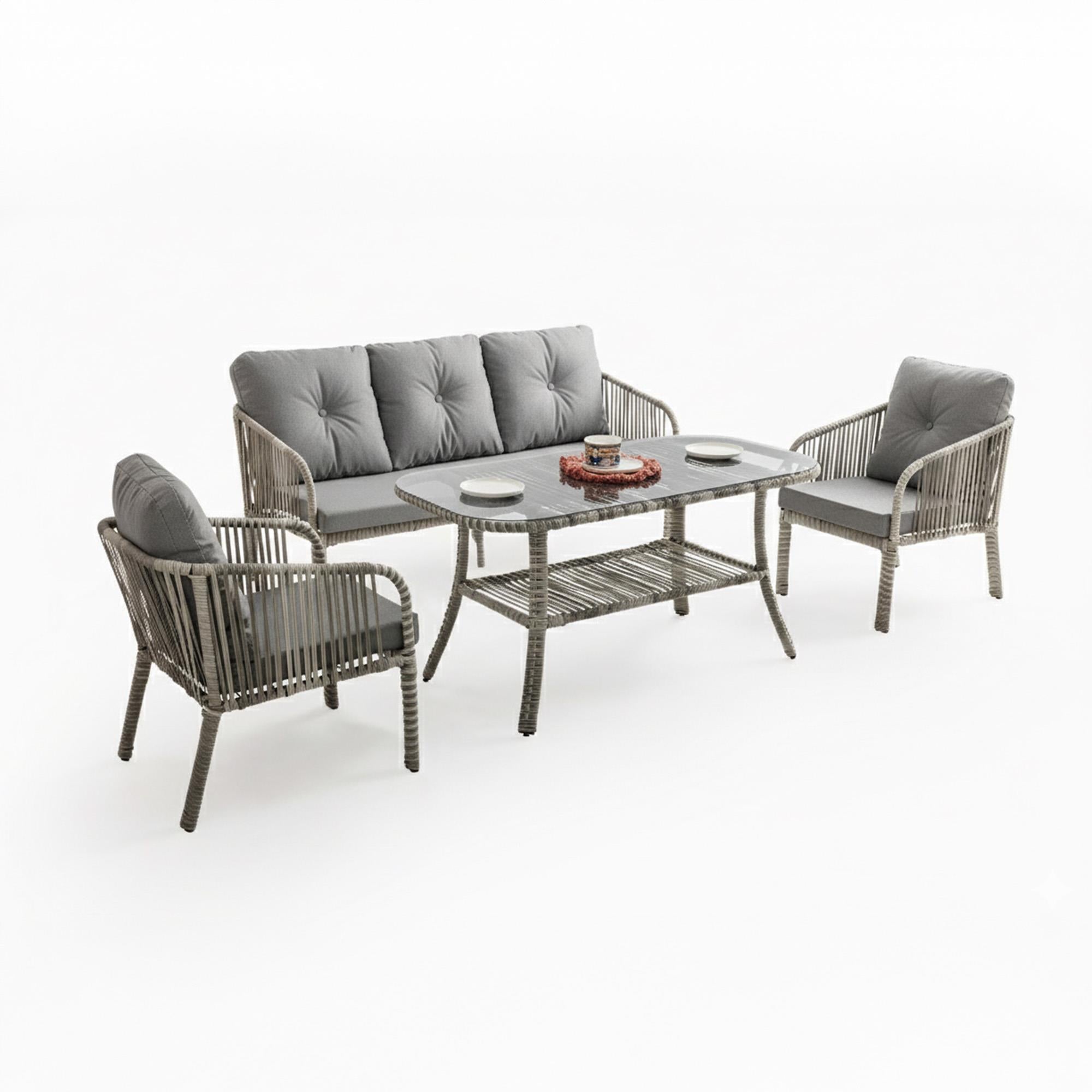 Artemis | Üçlü Bahçe Mobilyası Takımı | Rattan Bahçe Balkon Takımı