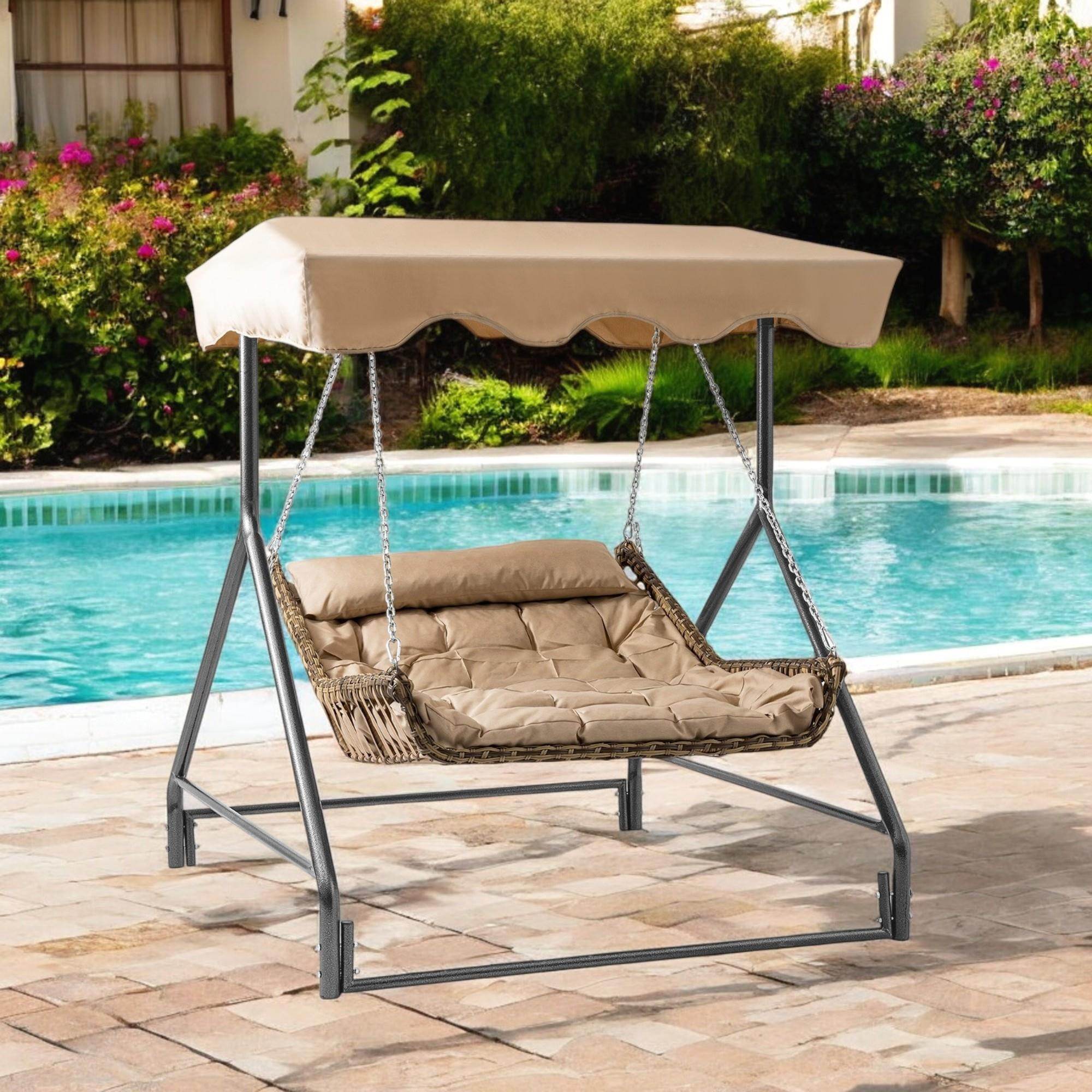 Bed | Çiftli Rattan Bahçe Salıncağı | Rehome Balkon Salıncağı