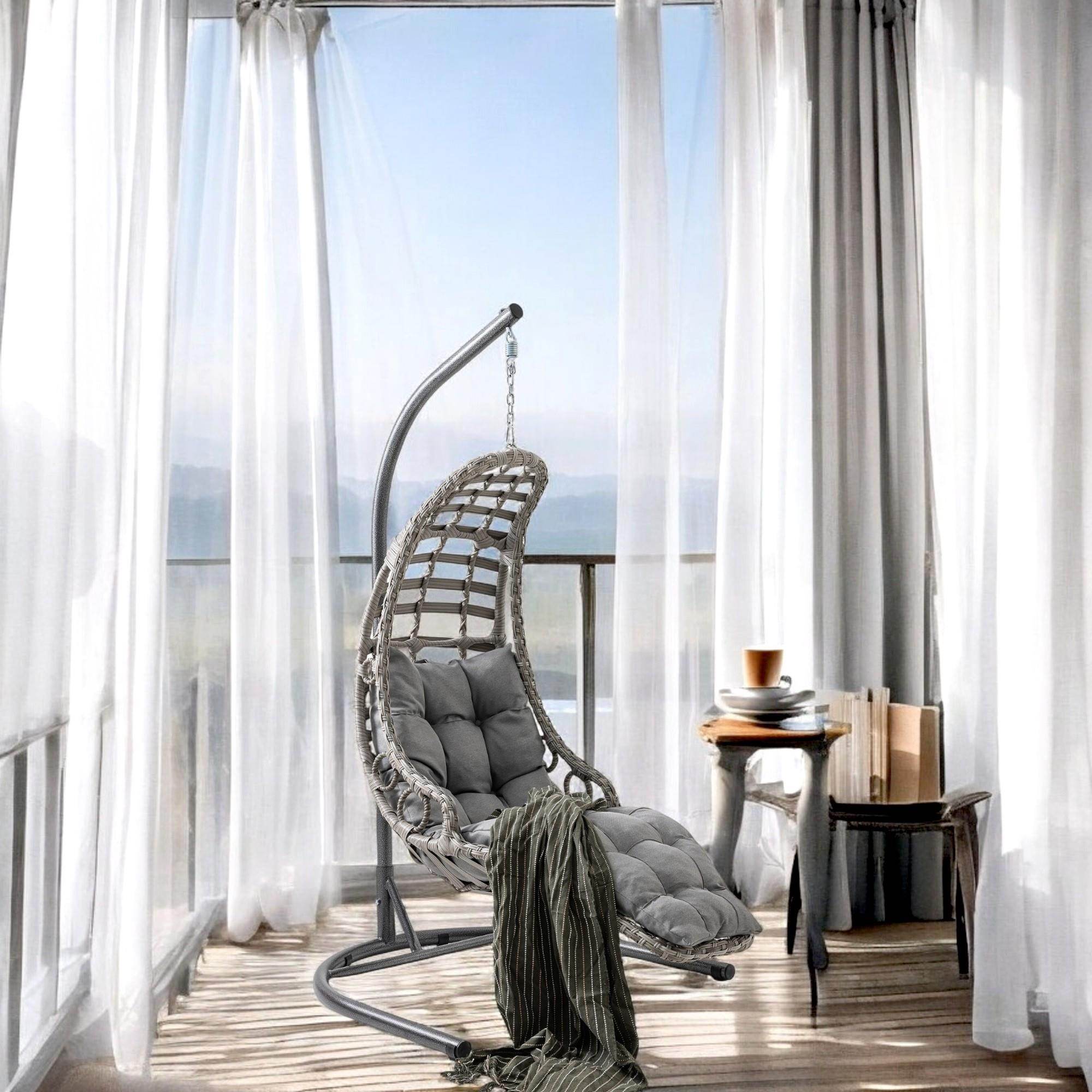 Bodrum | Tekli Rattan Bahçe Salıncağı | Rehome Balkon Salıncağı