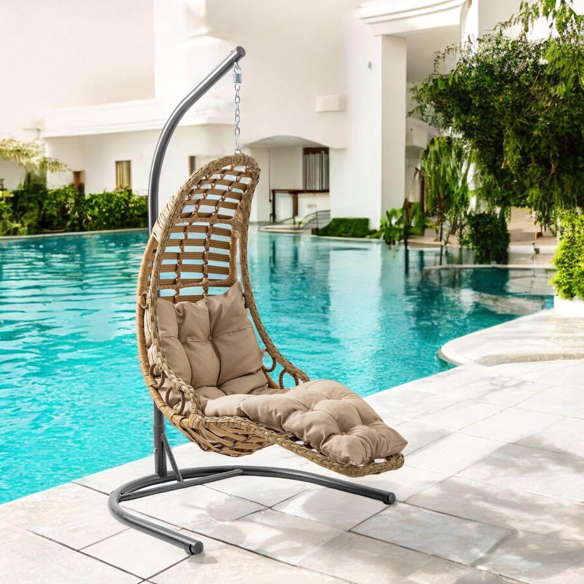 Bodrum | Tekli Rattan Bahçe Salıncağı | Rehome Balkon Salıncağı