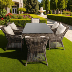 Bossa | Rattan Bahçe Masa Takımı | 100X180 6 Kişilik Bahçe Mobilyası