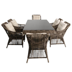 Bossa | Rattan Bahçe Masa Takımı | 100X180 6 Kişilik Bahçe Mobilyası