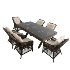 Bossa | Rattan Bahçe Masa Takımı | 100X180 6 Kişilik Bahçe Mobilyası