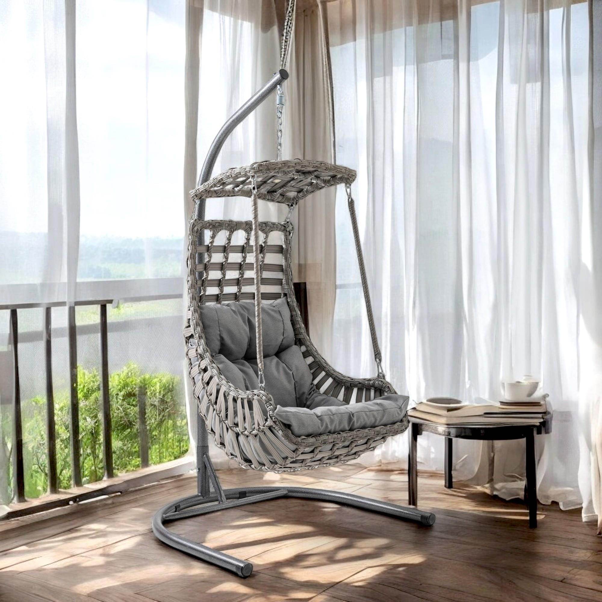Capri Swing Alaçatı Tekli Rattan Bahçe Salıncağı | Balkon Salıncağı