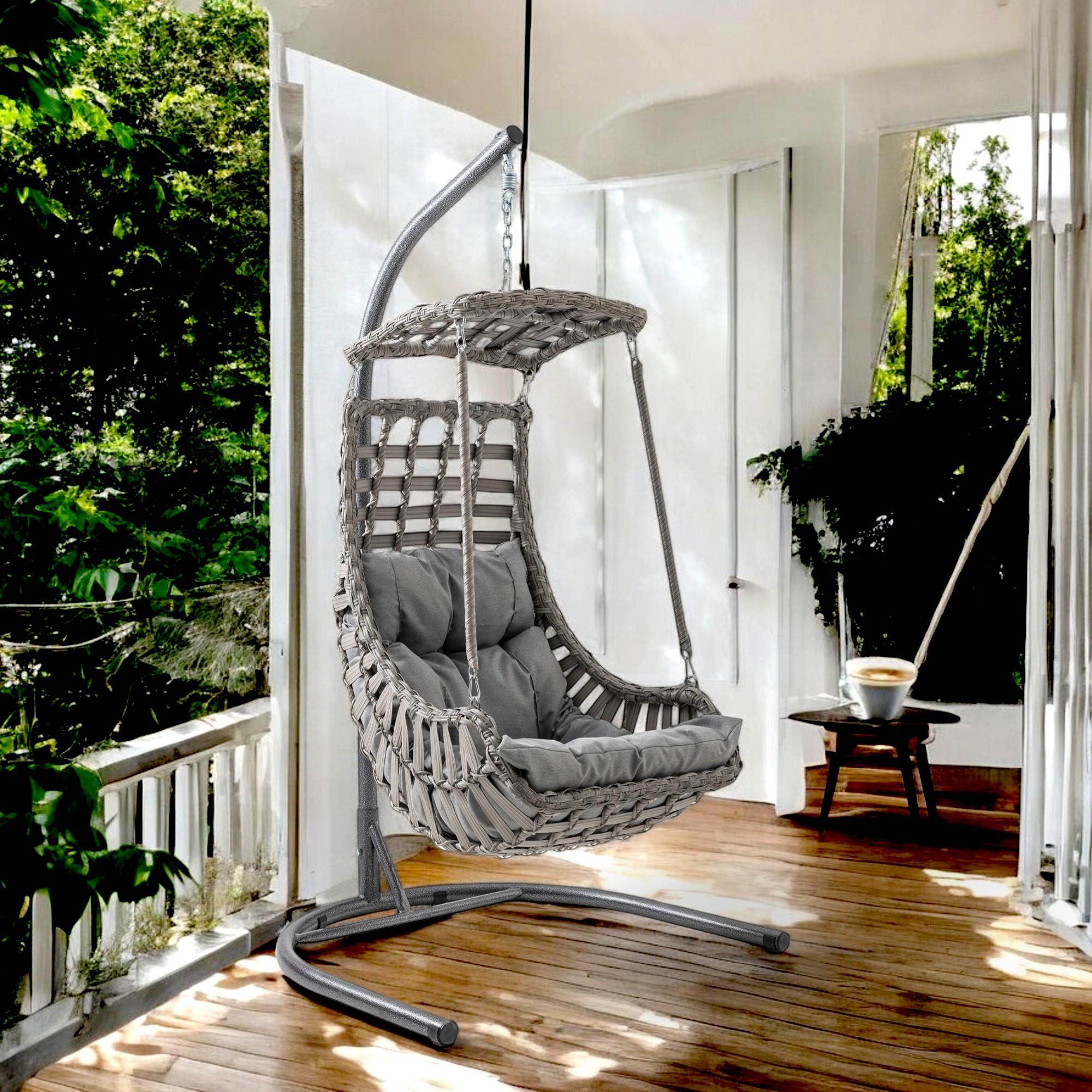 Capri Swing Alaçatı Tekli Rattan Bahçe Salıncağı | Balkon Salıncağı