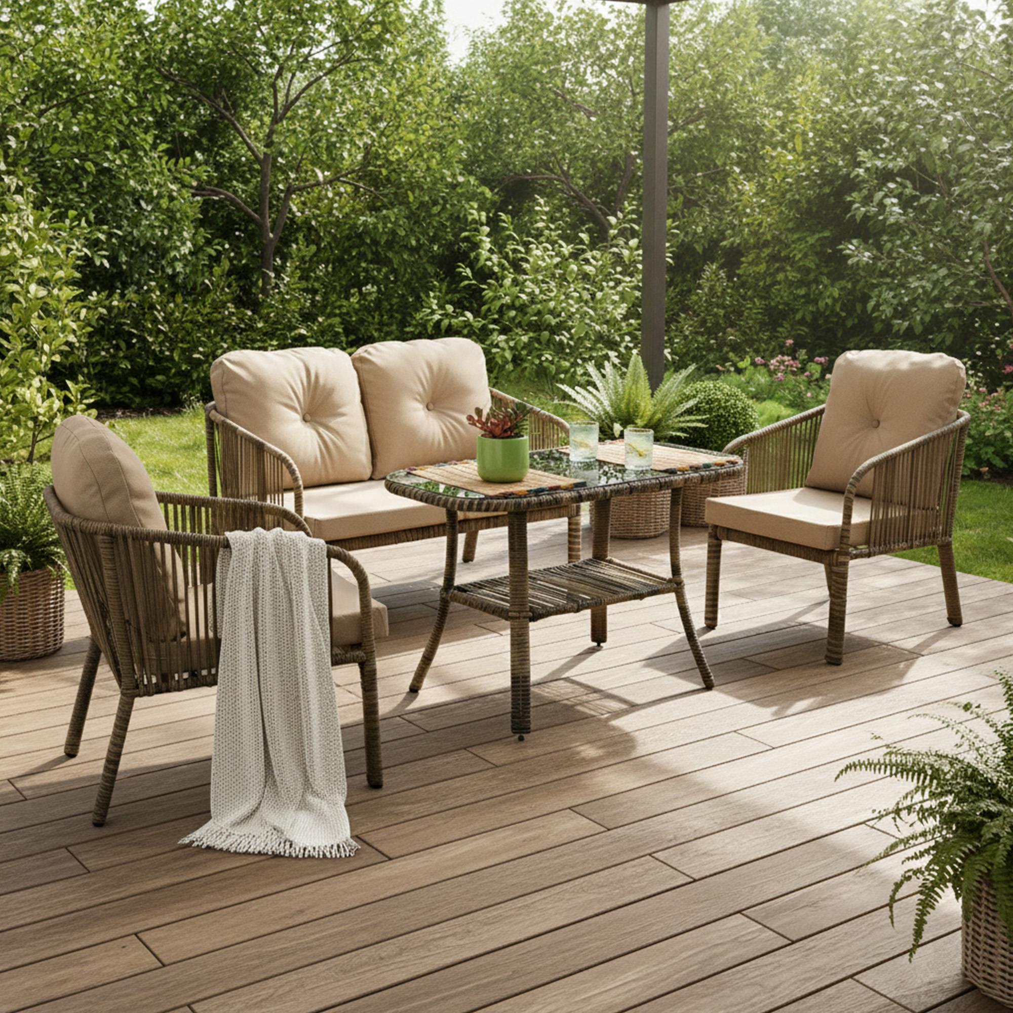 Capri Swing Artemis İkili Rattan Balkon Bahçe Takımı | Açık Kahve