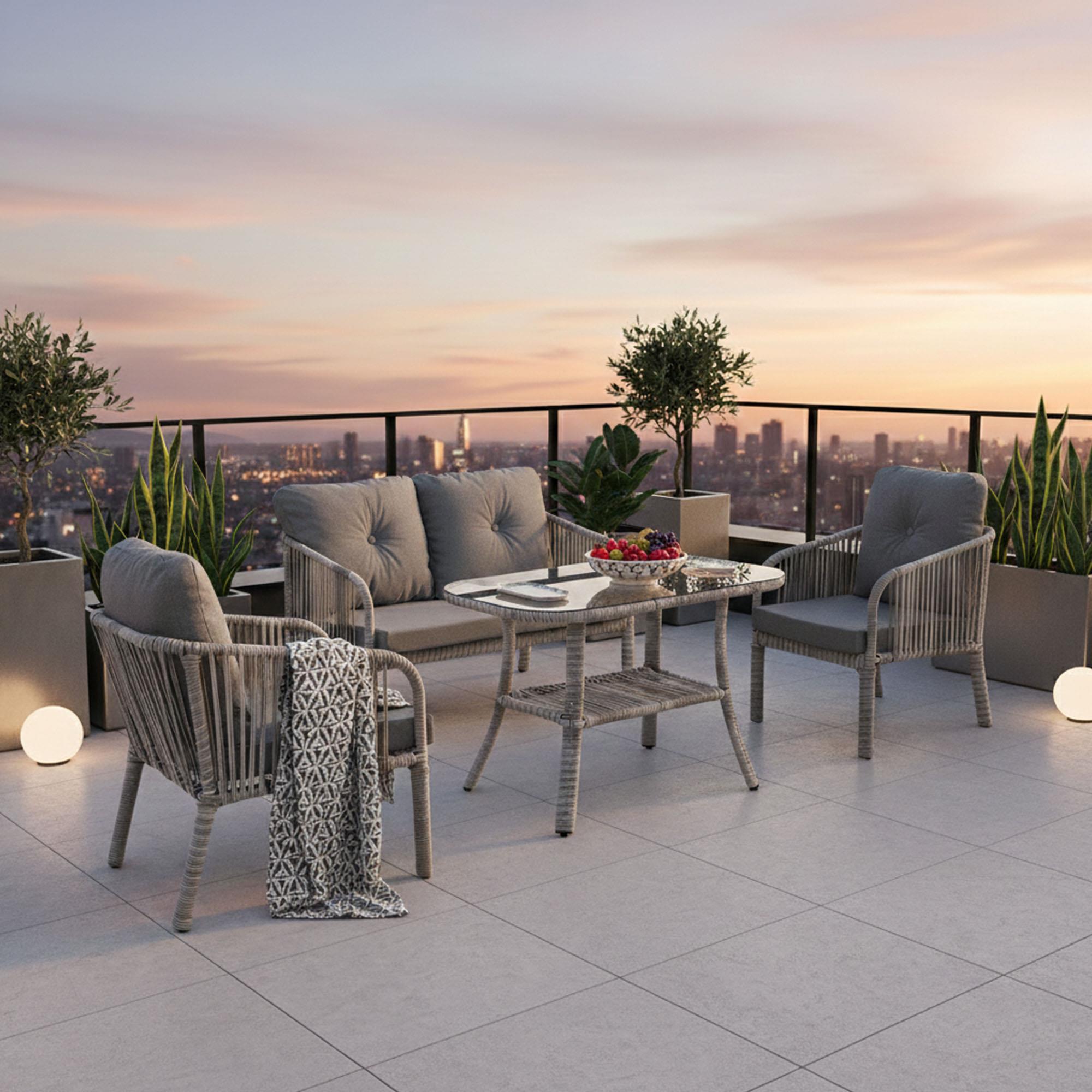 Capri Swing Artemis İkili Rattan Balkon Bahçe Takımı | Beyaz