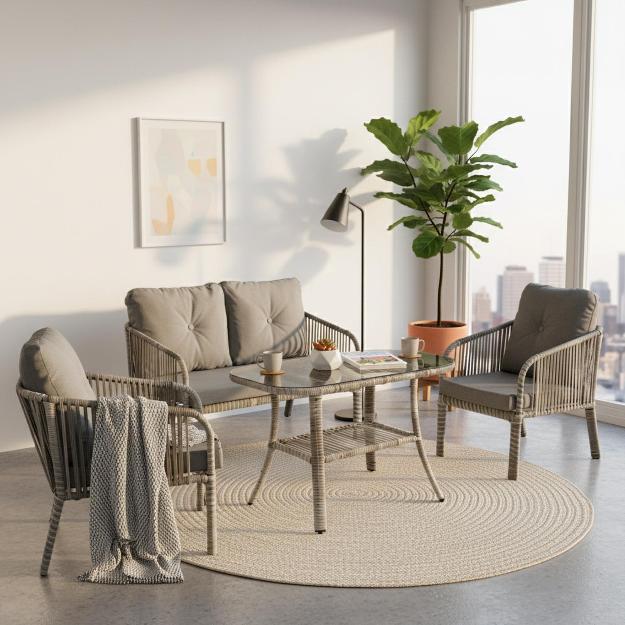 Capri Swing Artemis İkili Rattan Balkon Bahçe Takımı | Gri