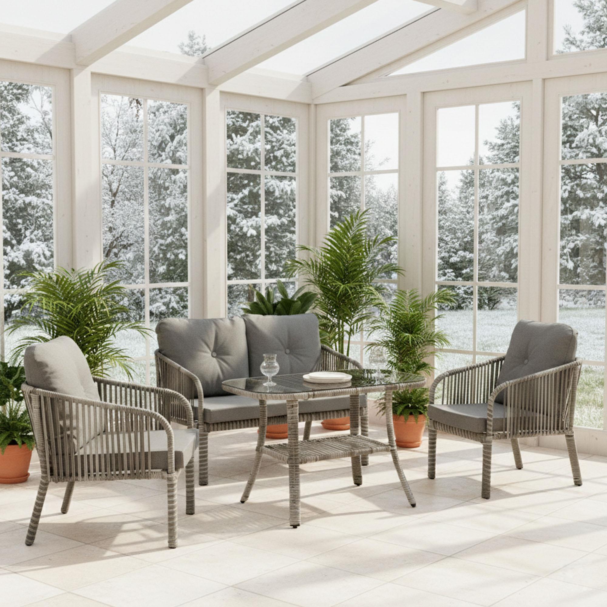 Capri Swing Artemis İkili Rattan Balkon Bahçe Takımı | Gri