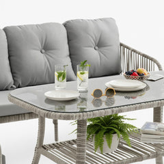 Capri Swing Artemis Üçlü Rattan Balkon Bahçe Takımı | Beyaz