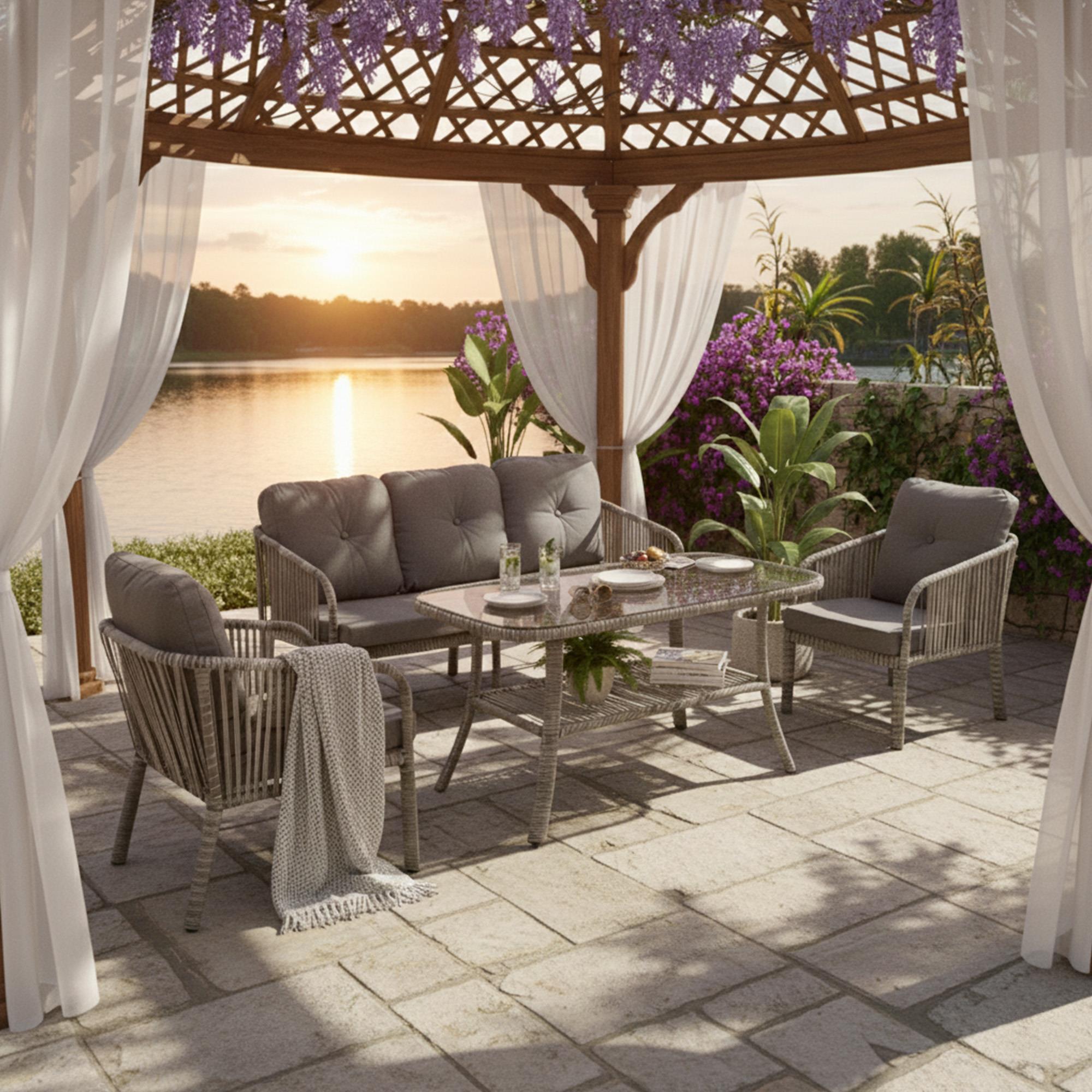 Capri Swing Artemis Üçlü Rattan Balkon Bahçe Takımı | Beyaz