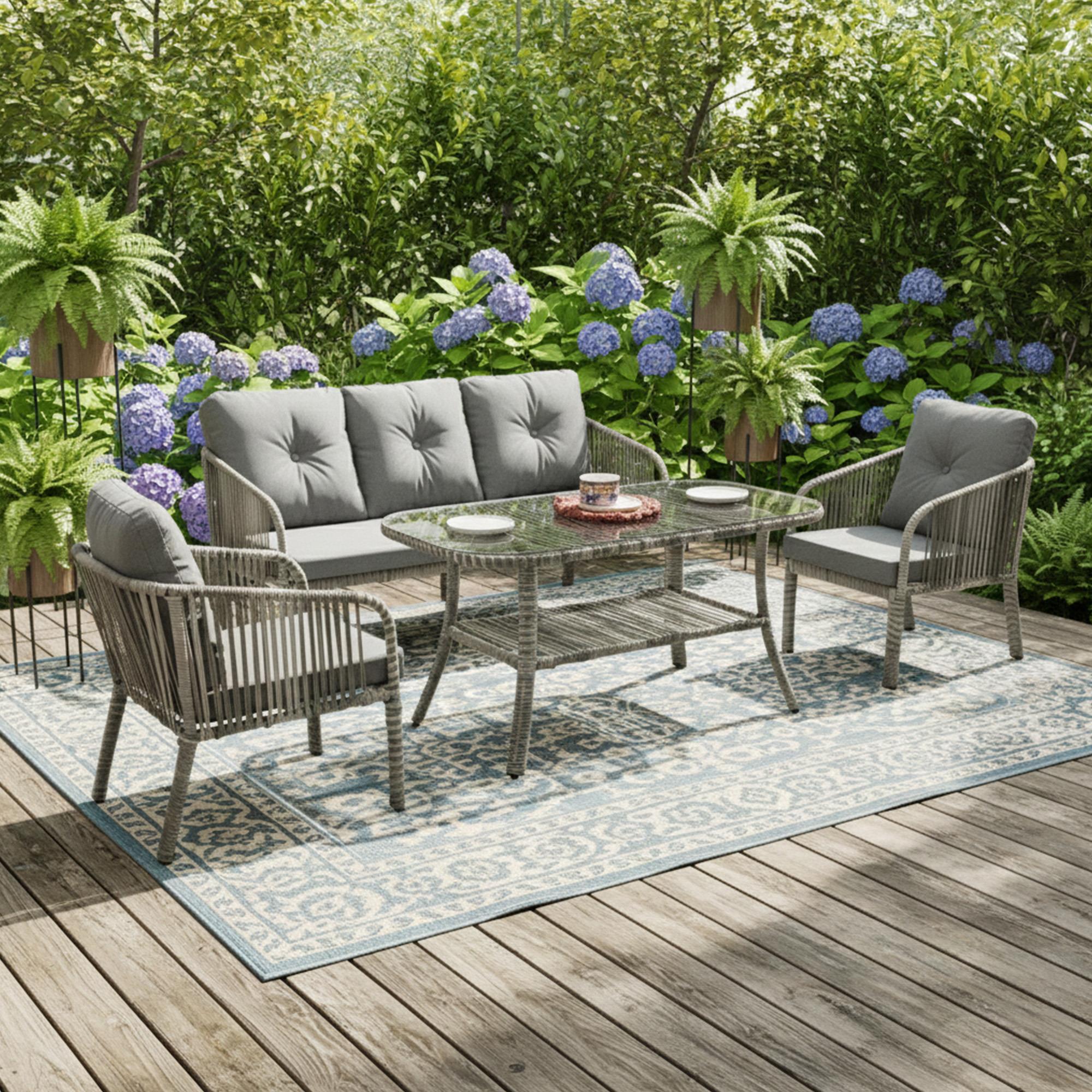 Capri Swing Artemis Üçlü Rattan Balkon Bahçe Takımı | Gri