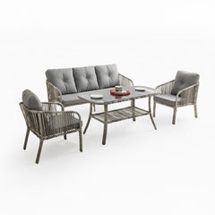 Capri Swing Artemis Üçlü Rattan Balkon Bahçe Takımı | Gri