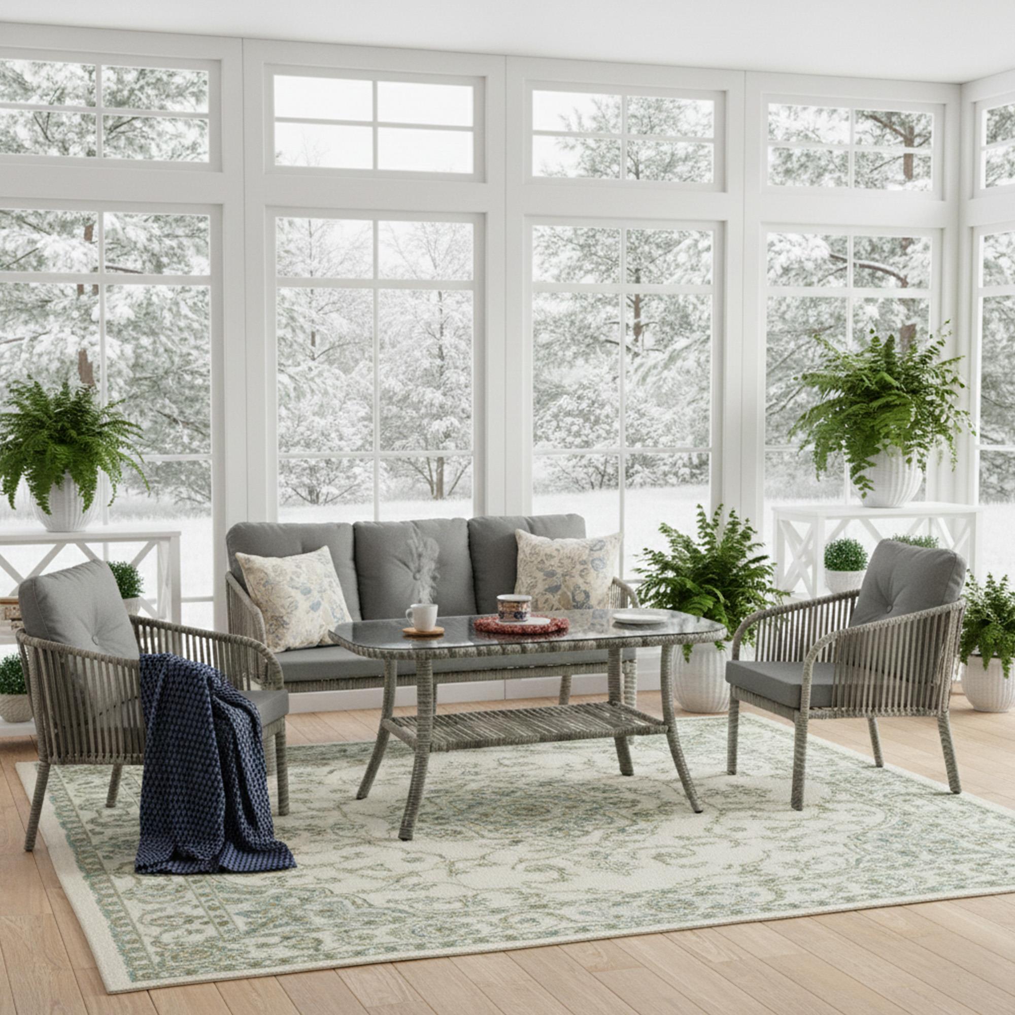 Capri Swing Artemis Üçlü Rattan Balkon Bahçe Takımı | Gri