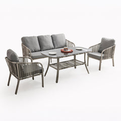 Capri Swing Artemis Üçlü Rattan Balkon Bahçe Takımı | Gri