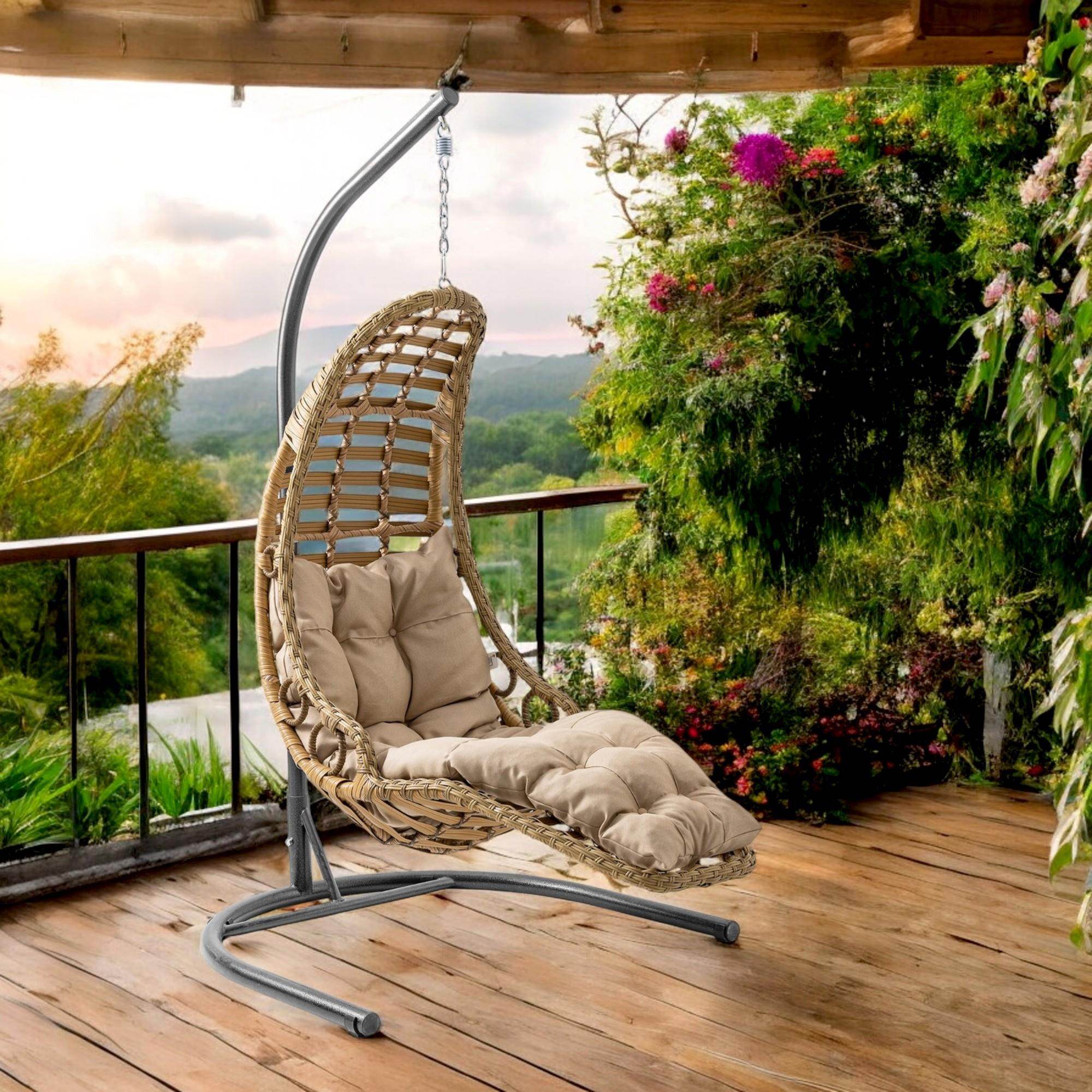 Capri Swing Bodrum Tekli Rattan Bahçe Salıncağı | Balkon Salıncağı