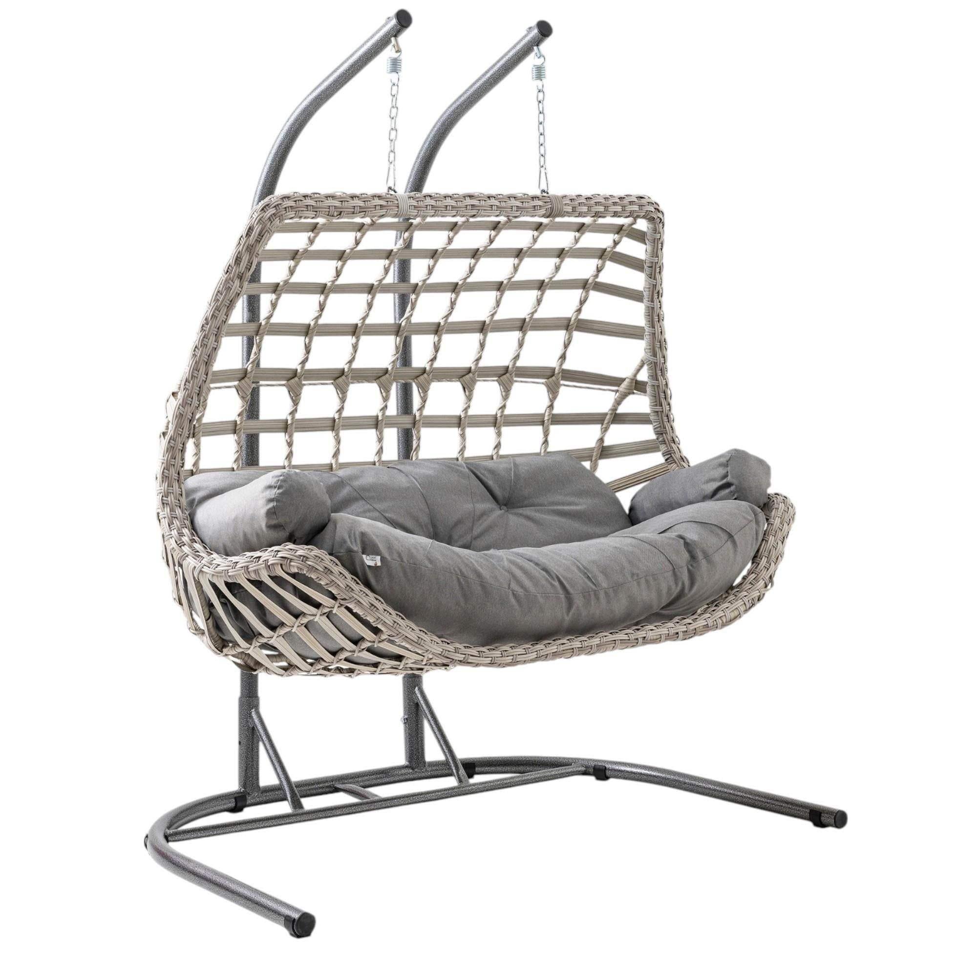 Capri Swing Cunda Çiftli Rattan Bahçe Salıncağı | Balkon Salıncağı