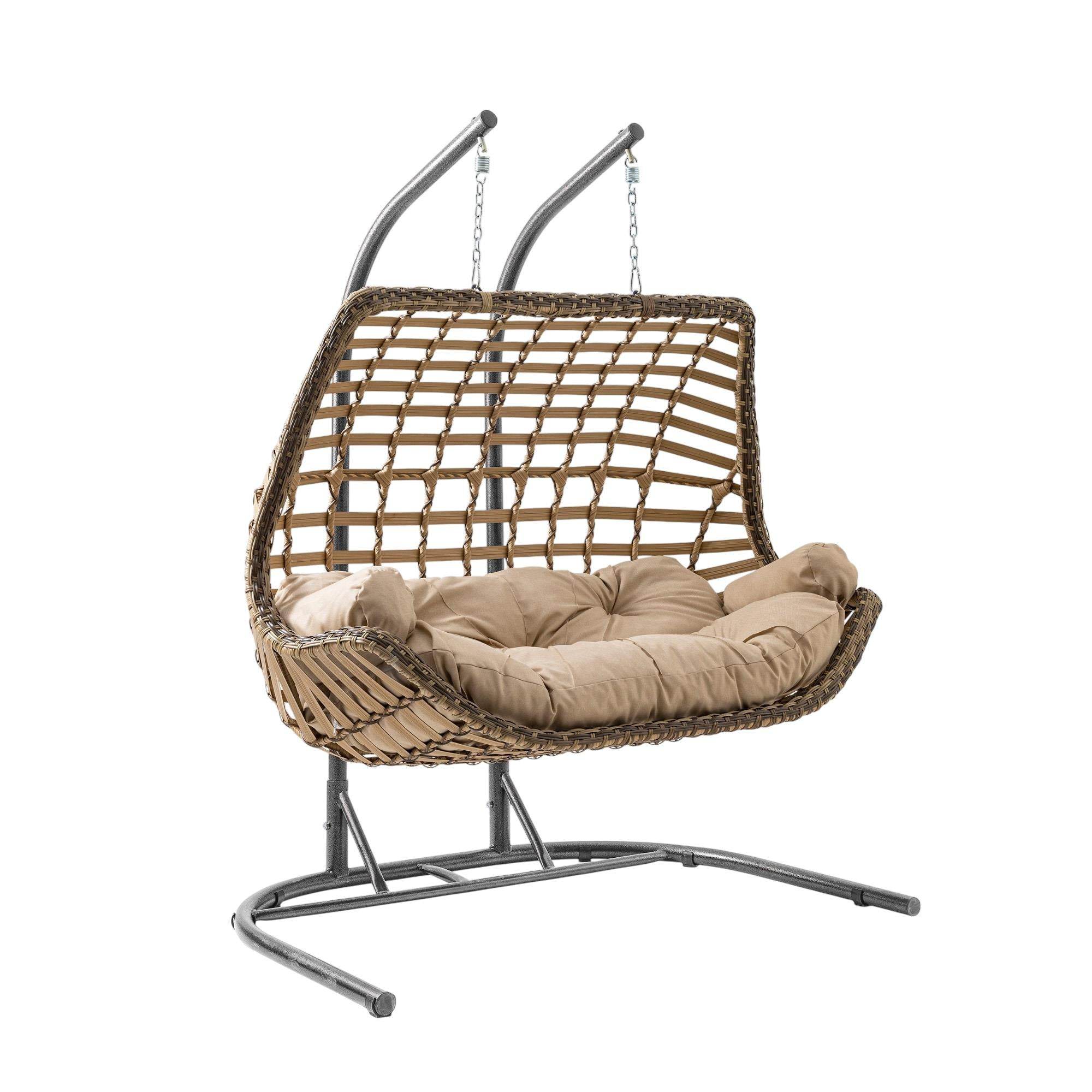 Capri Swing Cunda Çiftli Rattan Bahçe Salıncağı | Balkon Salıncağı