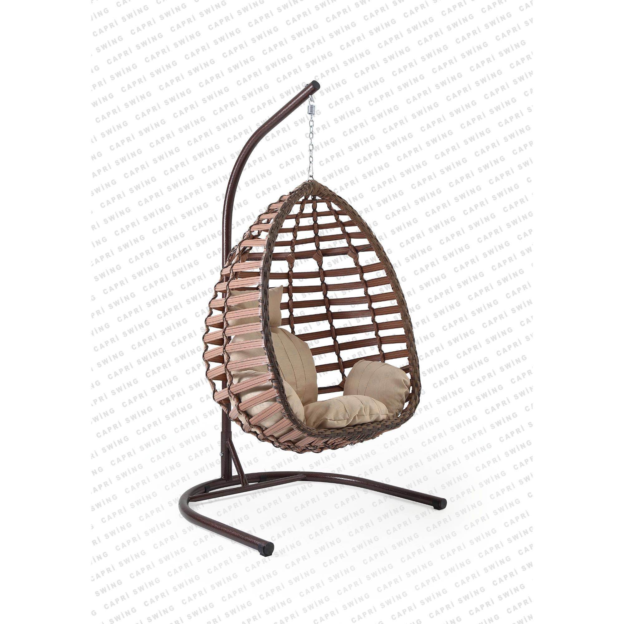 Capri Swing Gümbet Tekli Rattan Bahçe Salıncağı |  Balkon Salıncağı