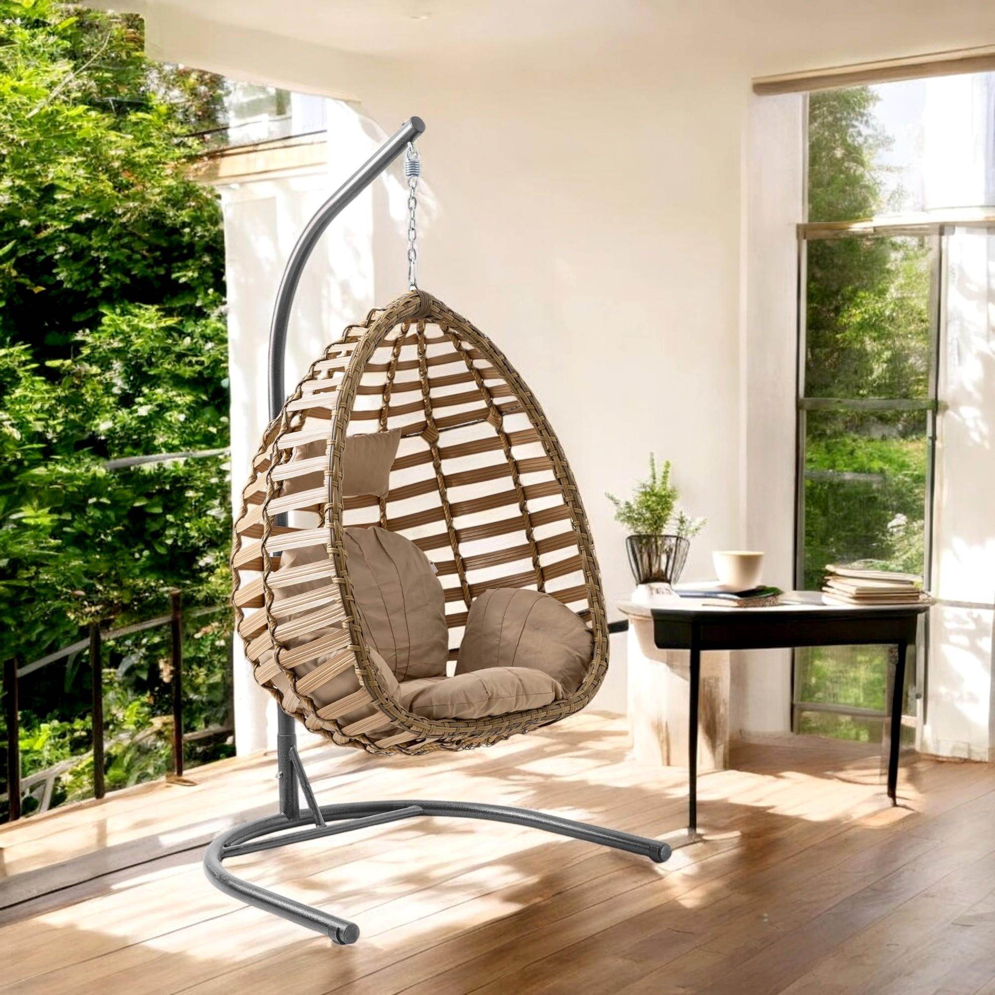 Capri Swing Gümbet Tekli Rattan Bahçe Salıncağı |  Balkon Salıncağı