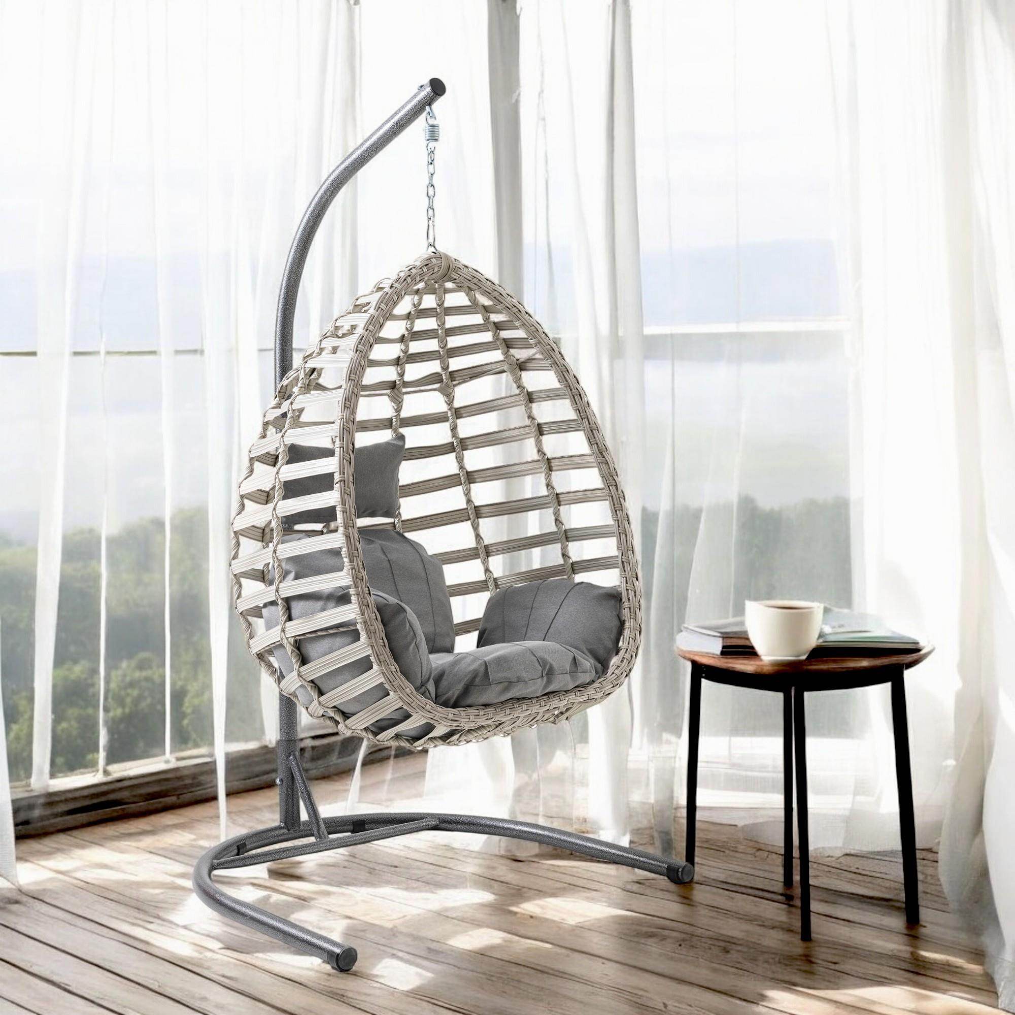 Capri Swing Gümbet Tekli Rattan Bahçe Salıncağı |  Balkon Salıncağı