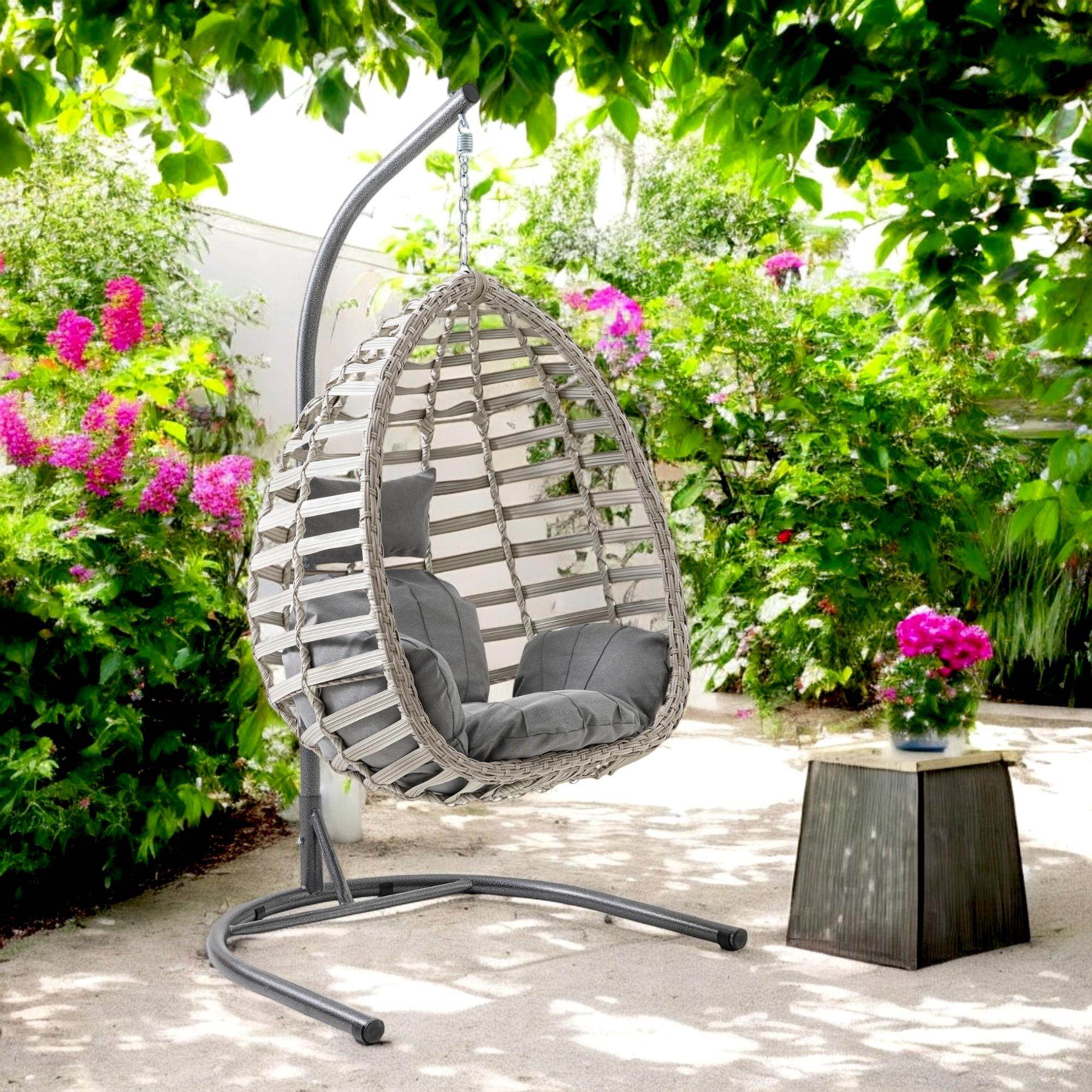 Capri Swing Gümbet Tekli Rattan Bahçe Salıncağı |  Balkon Salıncağı