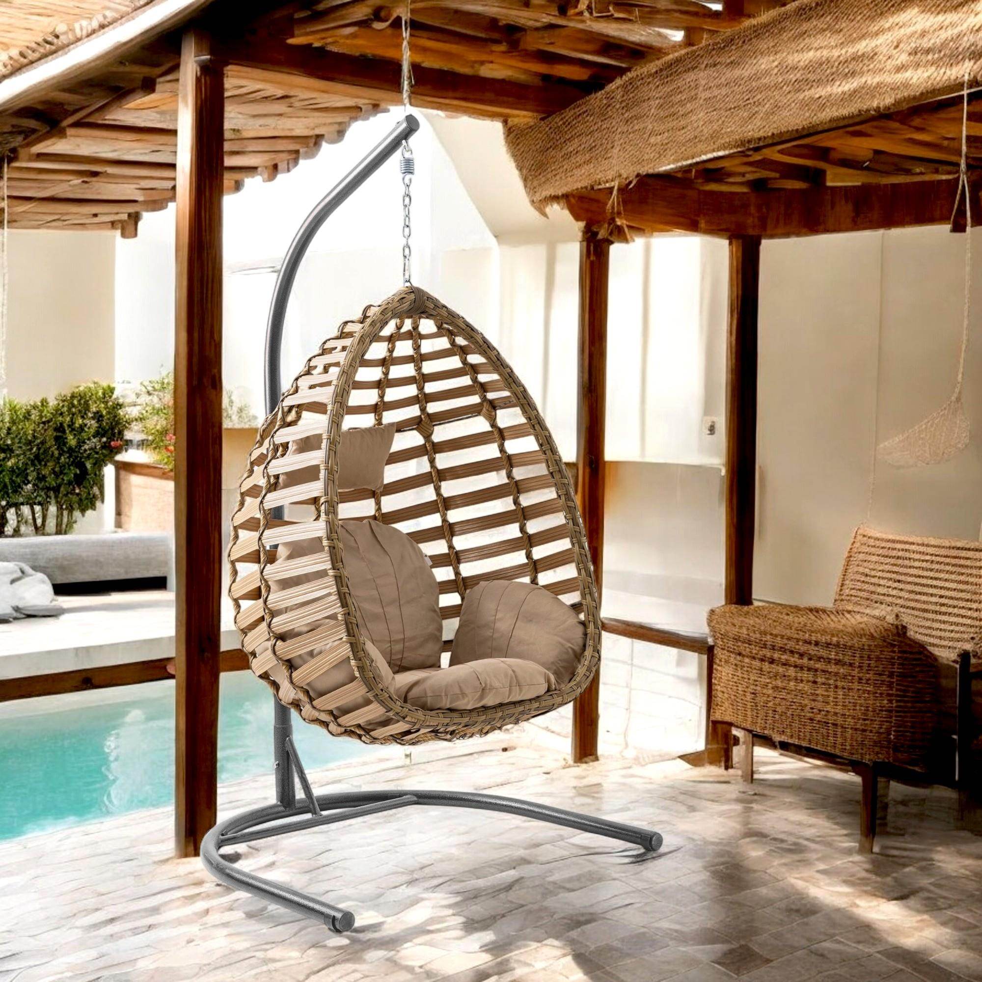 Capri Swing Gümbet Tekli Rattan Bahçe Salıncağı |  Balkon Salıncağı