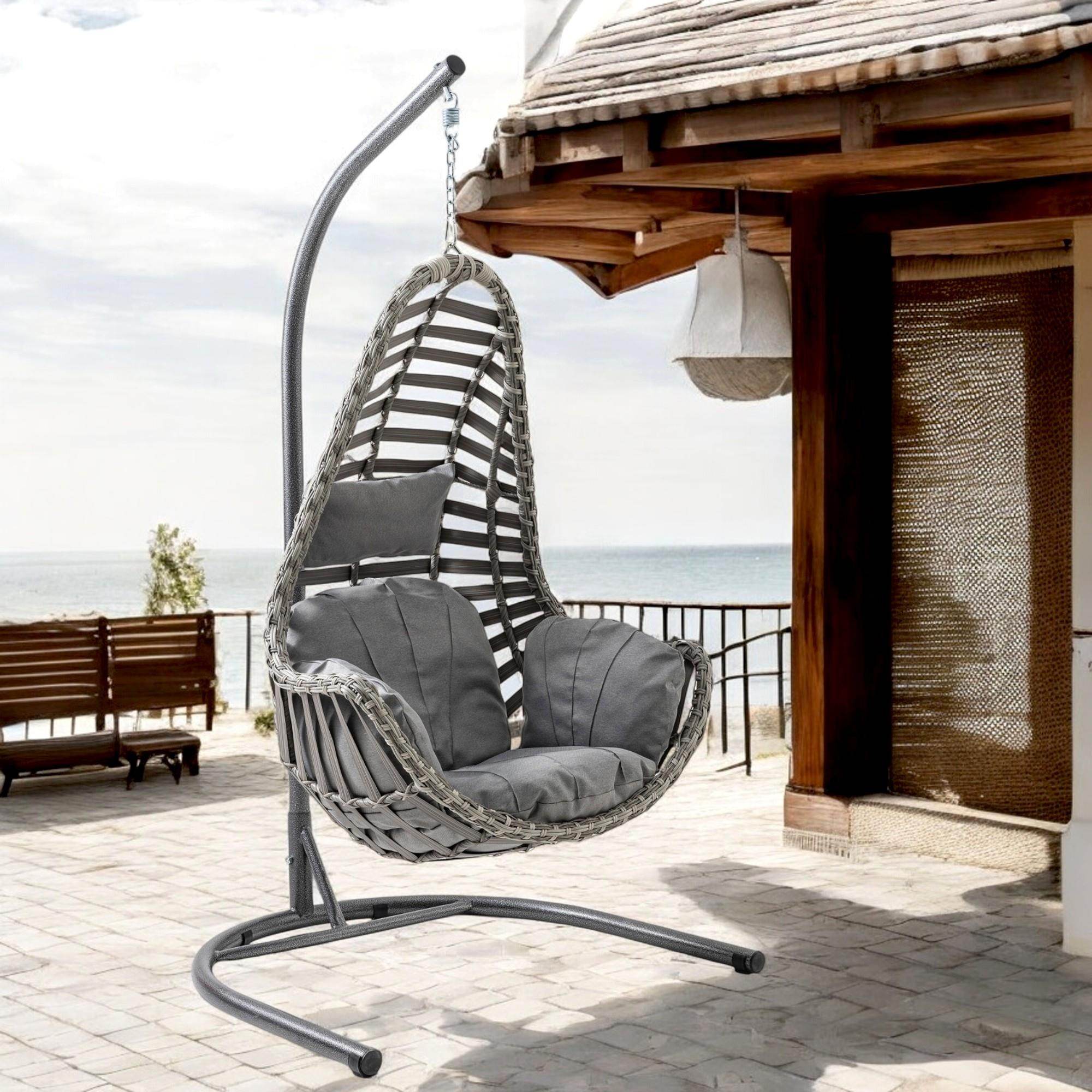Capri Swing Milas Tekli Rattan Bahçe Salıncağı | Balkon Salıncağı