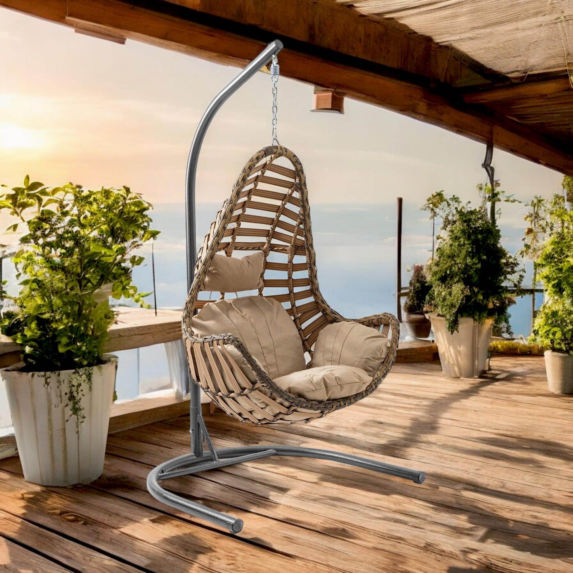Capri Swing Milas Tekli Rattan Bahçe Salıncağı | Balkon Salıncağı